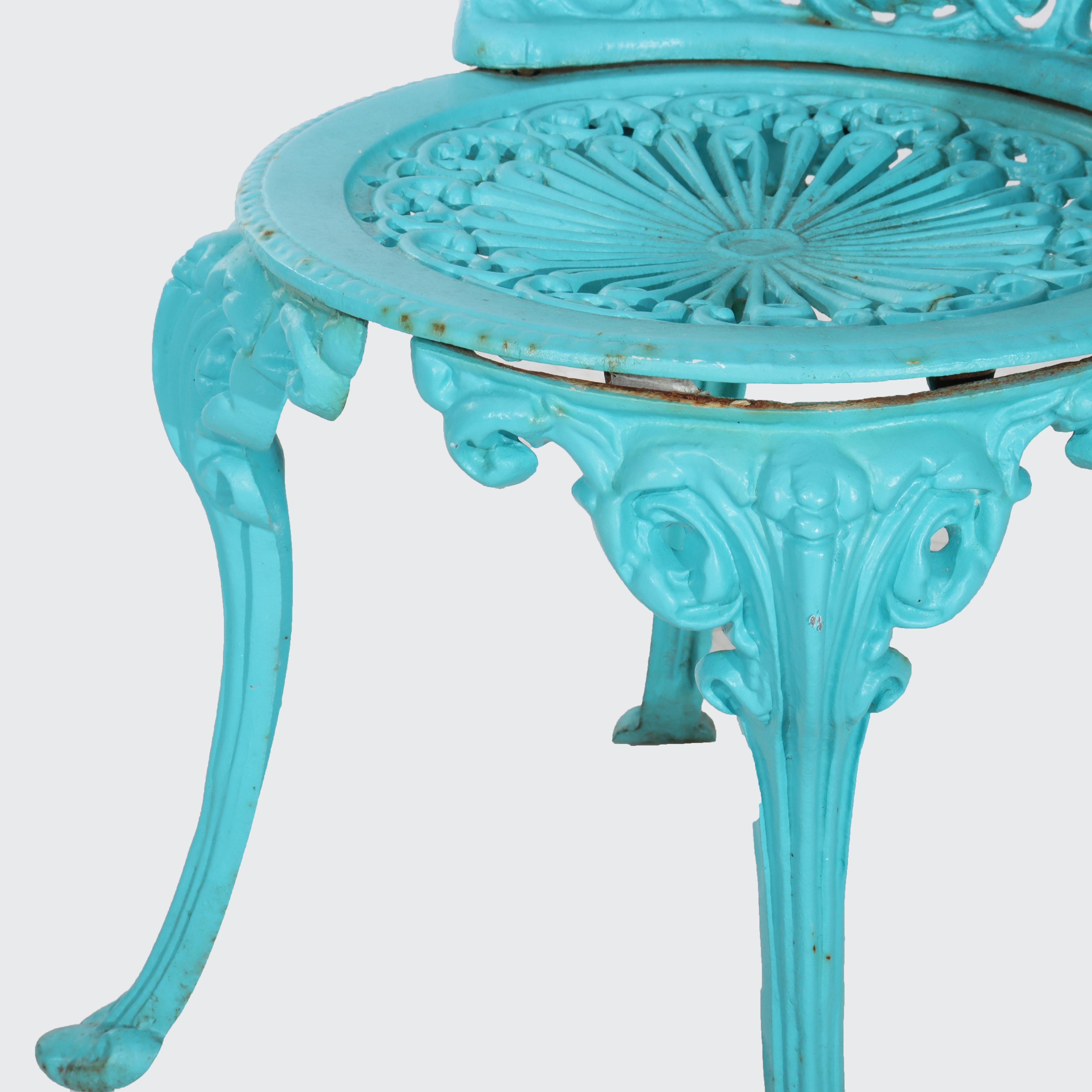 Three-Piece Antique Atlanta Stove Works Cast Iron Garden Set Signed C1900 In Good Condition For Sale In Big Flats, NY