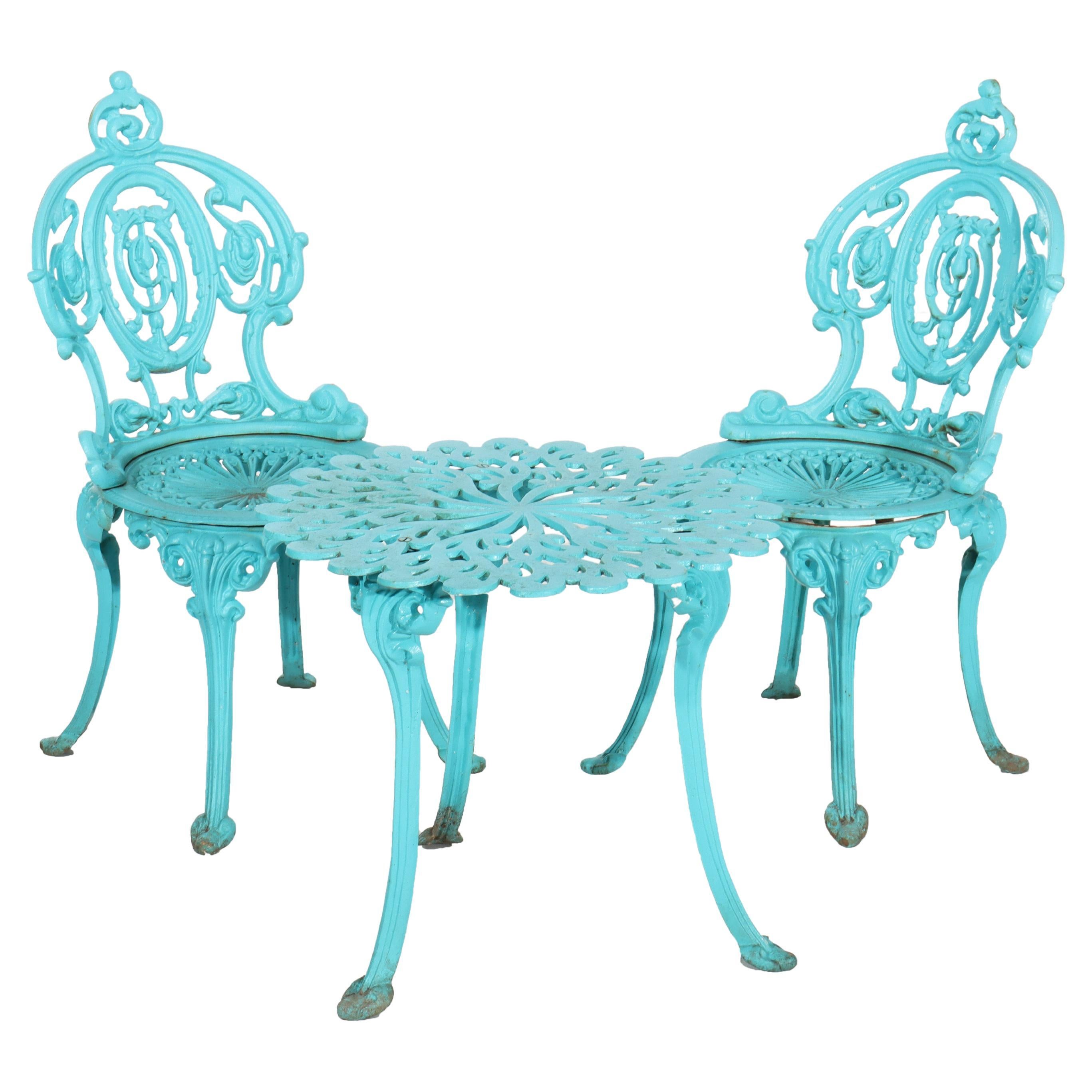 Three-Piece Antique Atlanta Stove Works Cast Iron Garden Set Signed C1900 For Sale