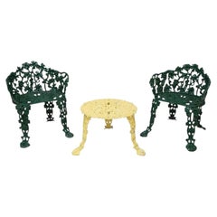 Three-Piece Antique Cast Iron Grape & Leaf Garden Set C1930