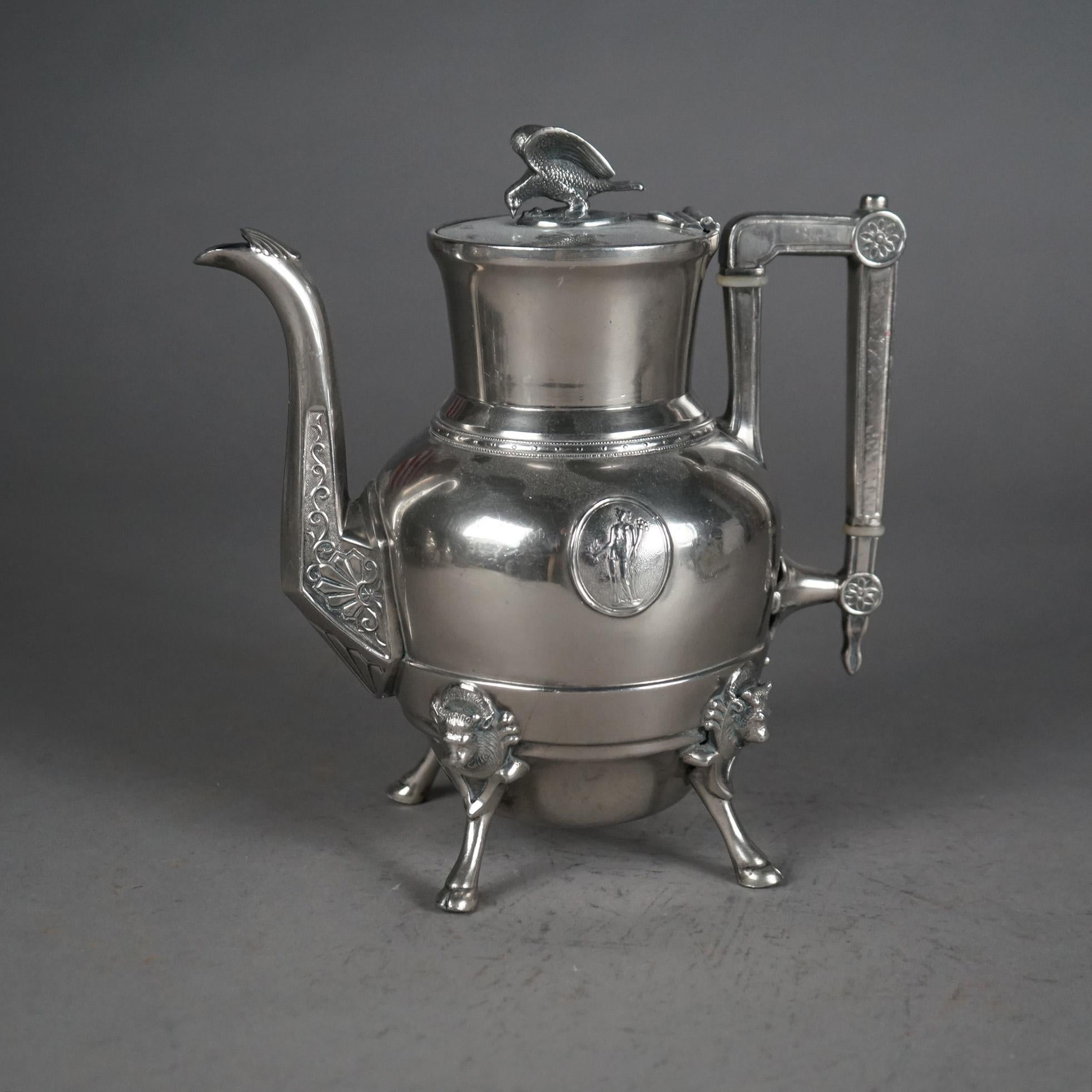 XIX secolo Set da tè antico in argento placcato con tre pezzi C1890 in vendita