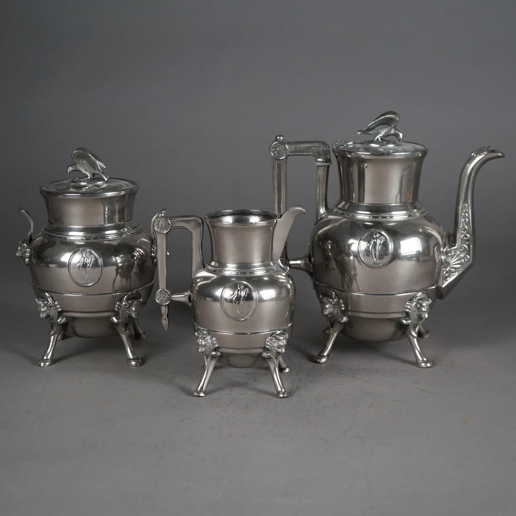 Placcato argento Set da tè antico in argento placcato con tre pezzi C1890 in vendita