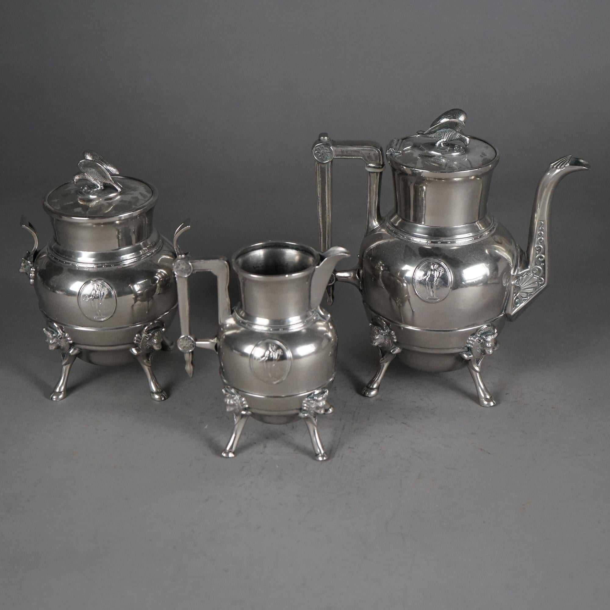 Set da tè antico in argento placcato con tre pezzi C1890 in vendita 1
