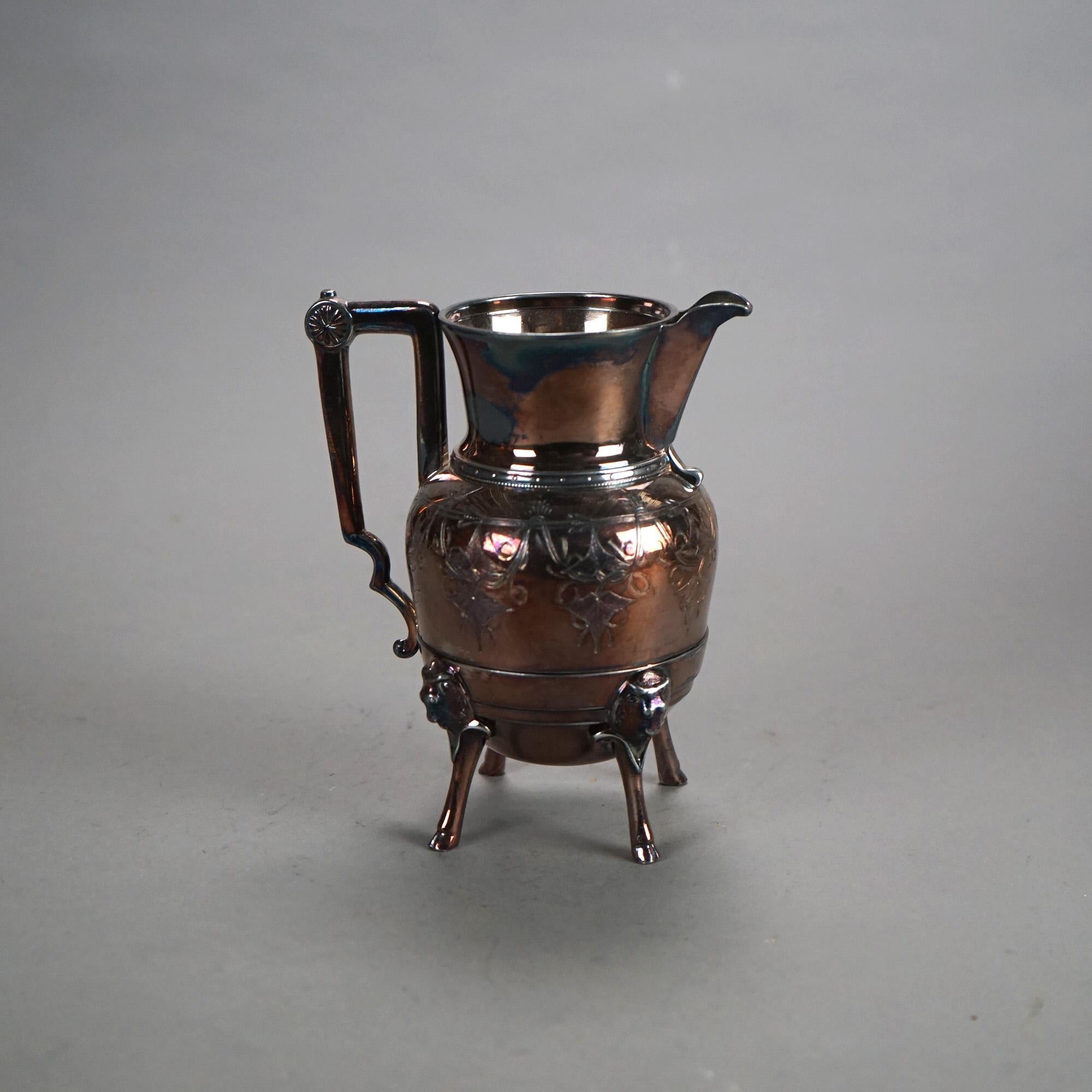 XIX secolo Set da tè a zampa d'asino in tre pezzi antichi placcati in argento C1890 in vendita