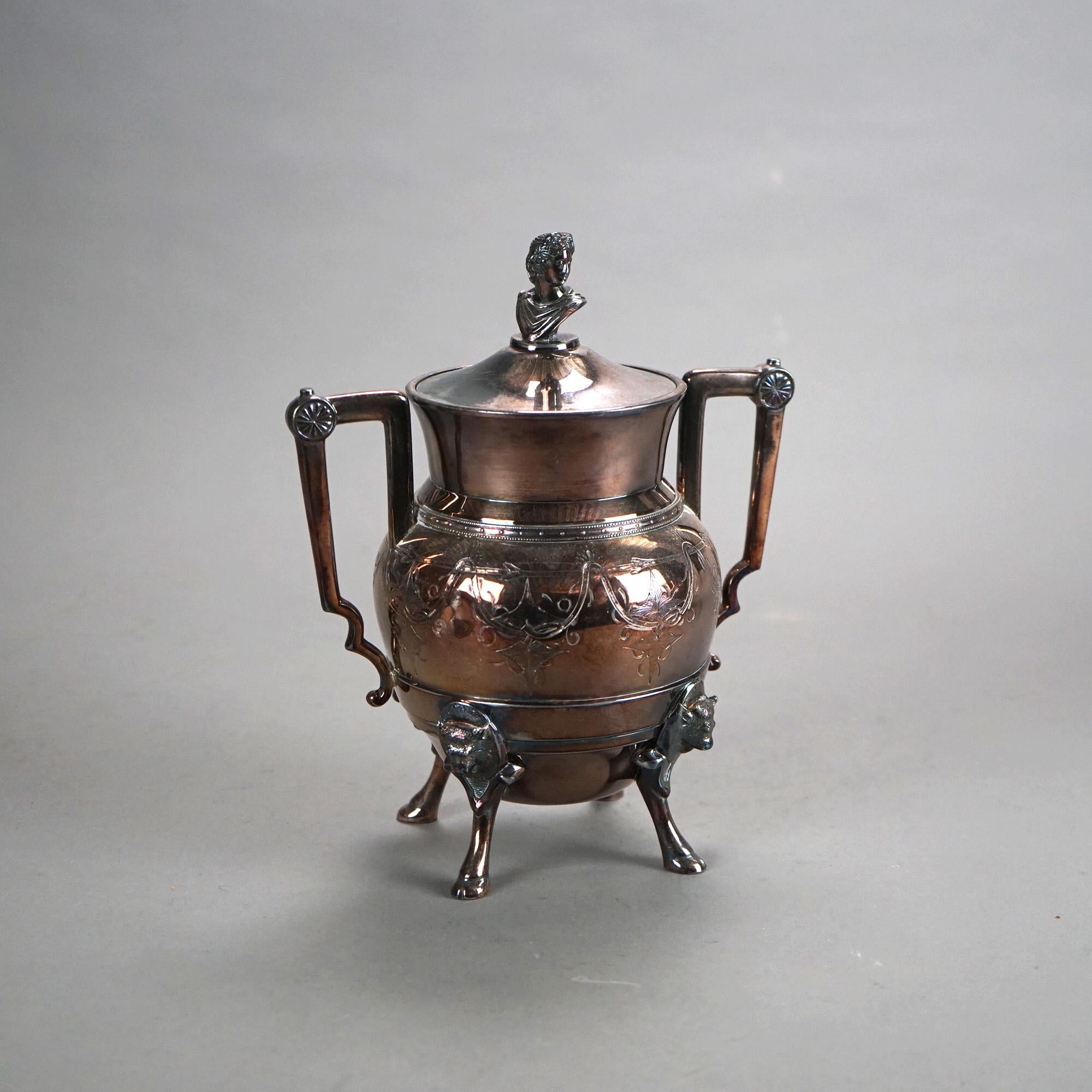 Placcato argento Set da tè a zampa d'asino in tre pezzi antichi placcati in argento C1890 in vendita