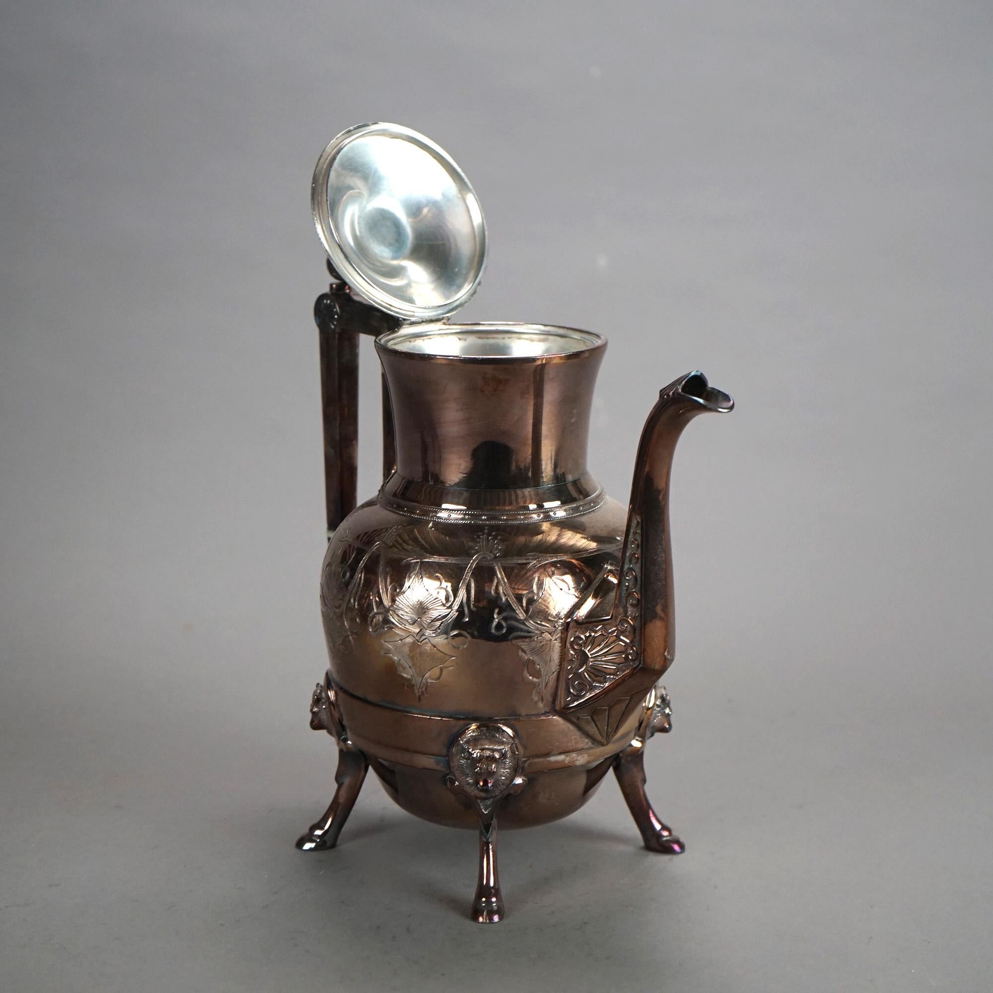 Set da tè a zampa d'asino in tre pezzi antichi placcati in argento C1890 in vendita 1