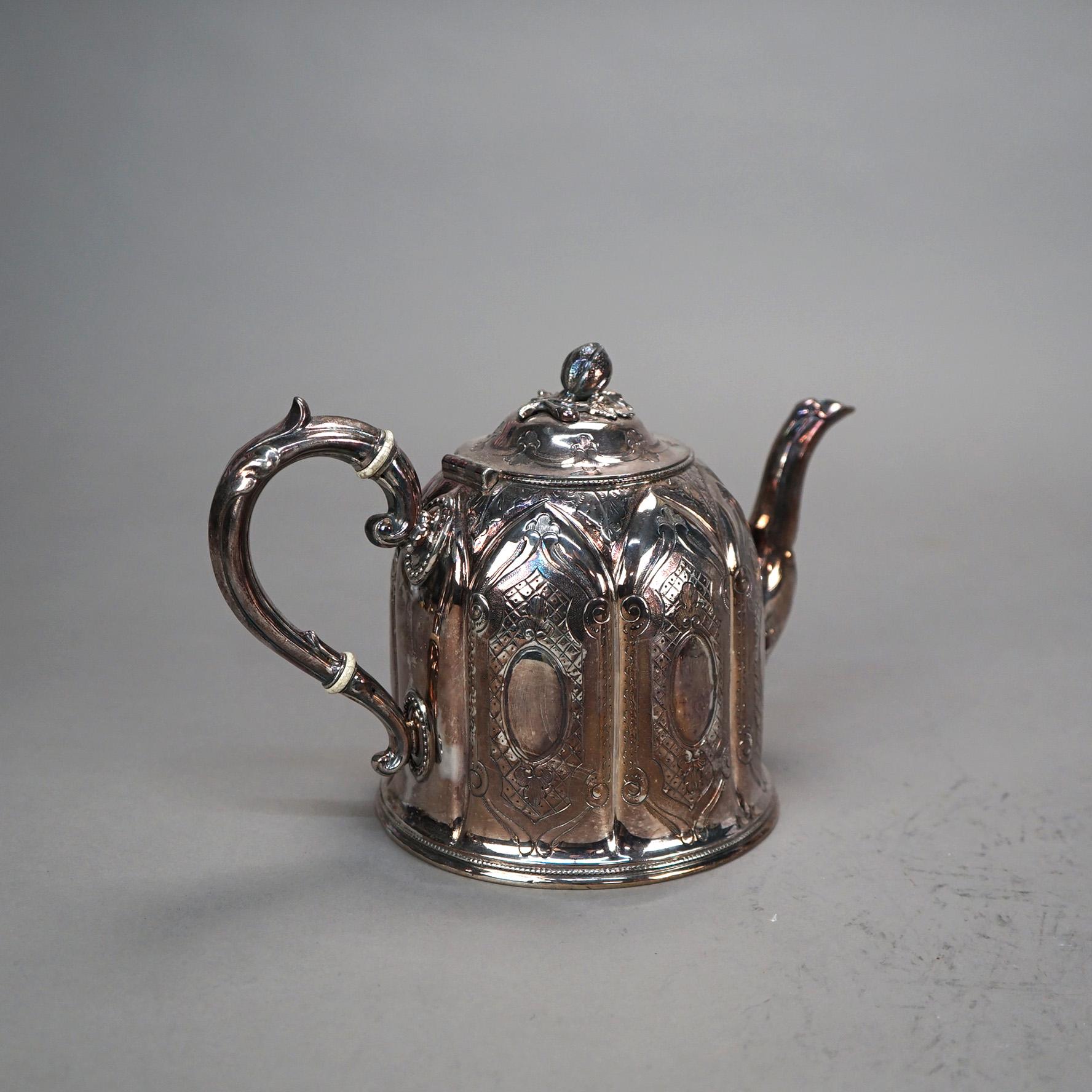 Juego de té antiguo de tres piezas bañado en plata C1890 en Bueno Estado en Big Flats, NY