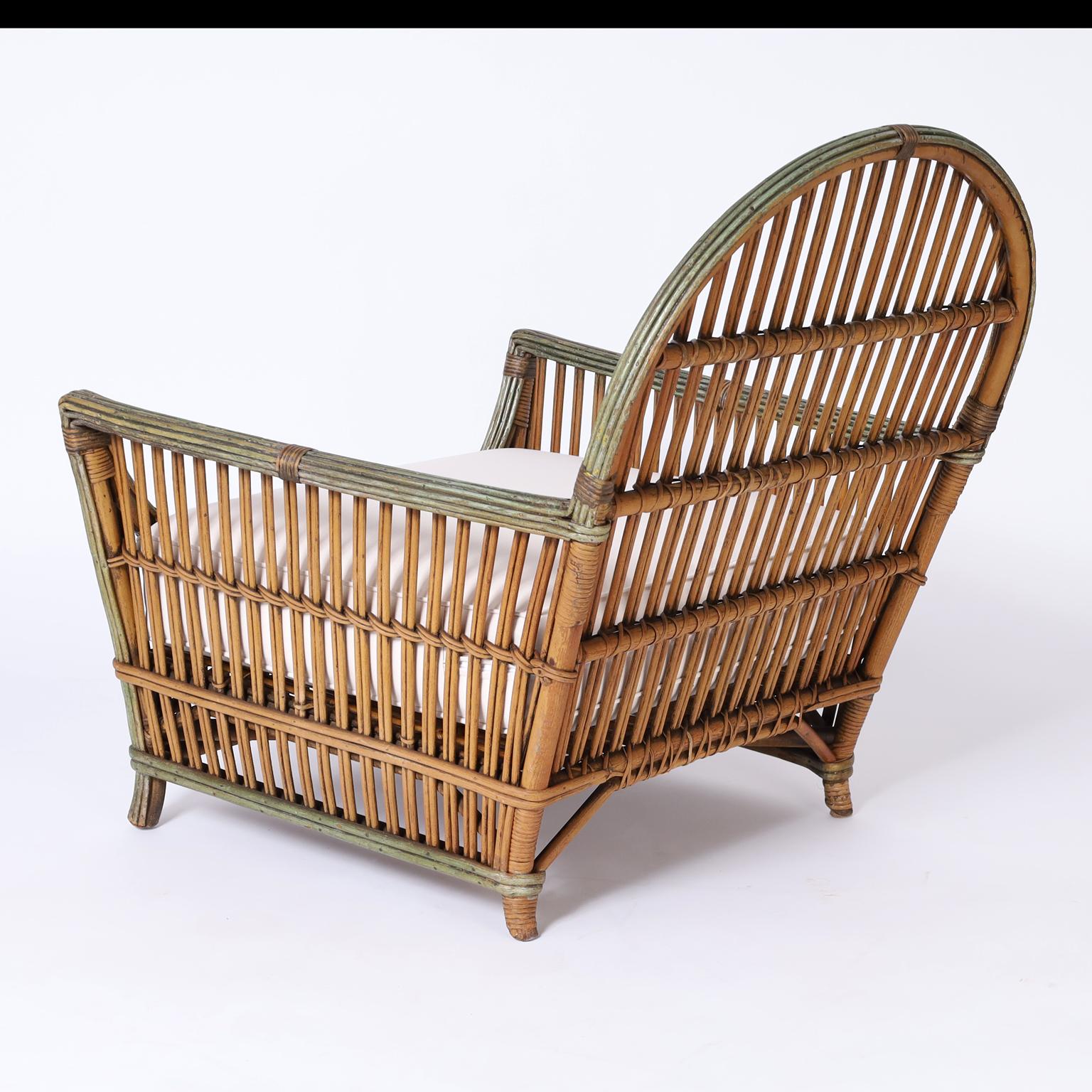 Three Piece Art Deco Rattan Sofa, Chair, and Table. Priced for All, or Each. 1