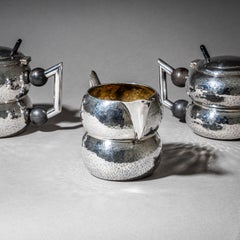 Three-Piece Art Deco Tea and Coffee Service w. Hammered Surface, First Half 20th