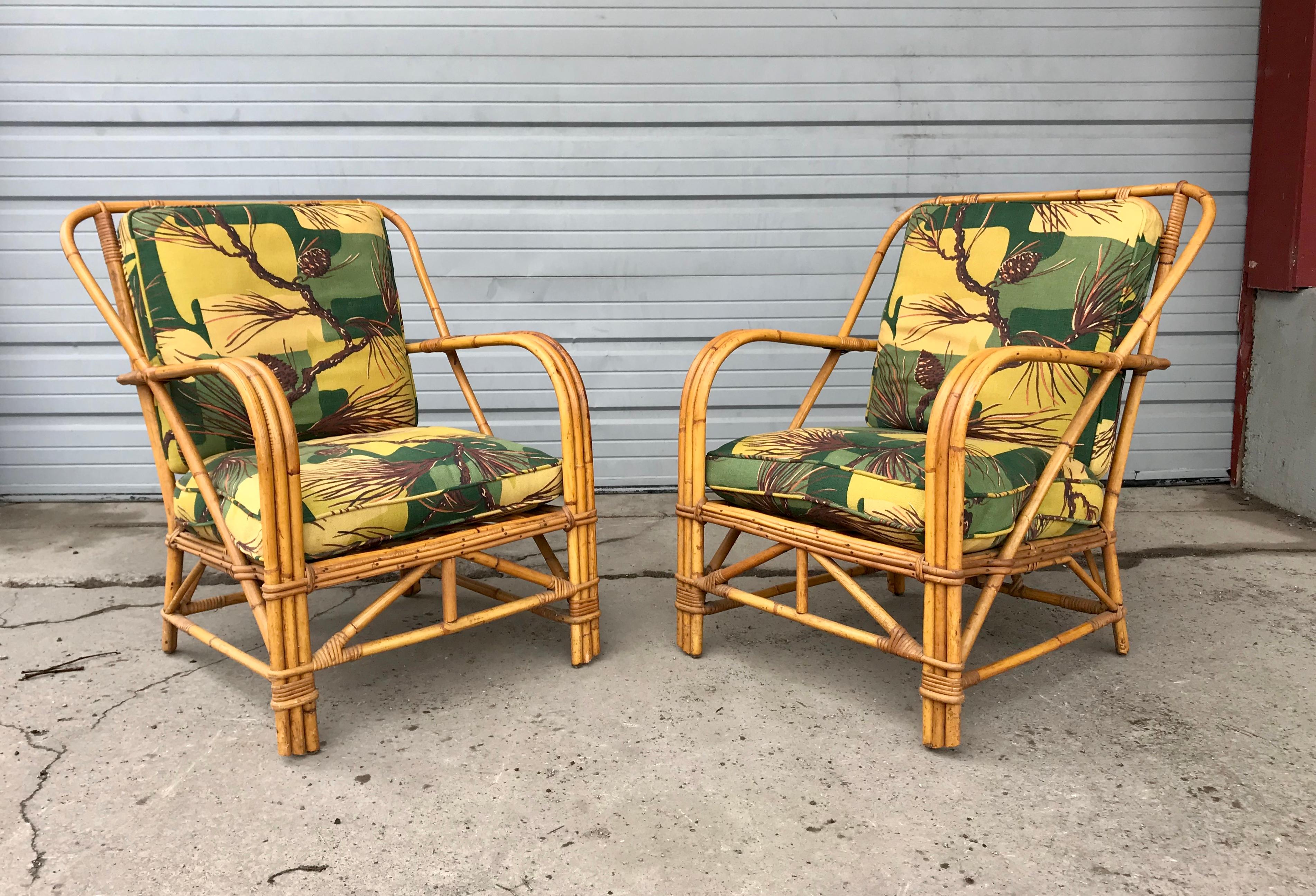 Three Piece Bamboo/ Rattan Living Room Suite Attribute to Ritts Tropitan In Good Condition In Buffalo, NY
