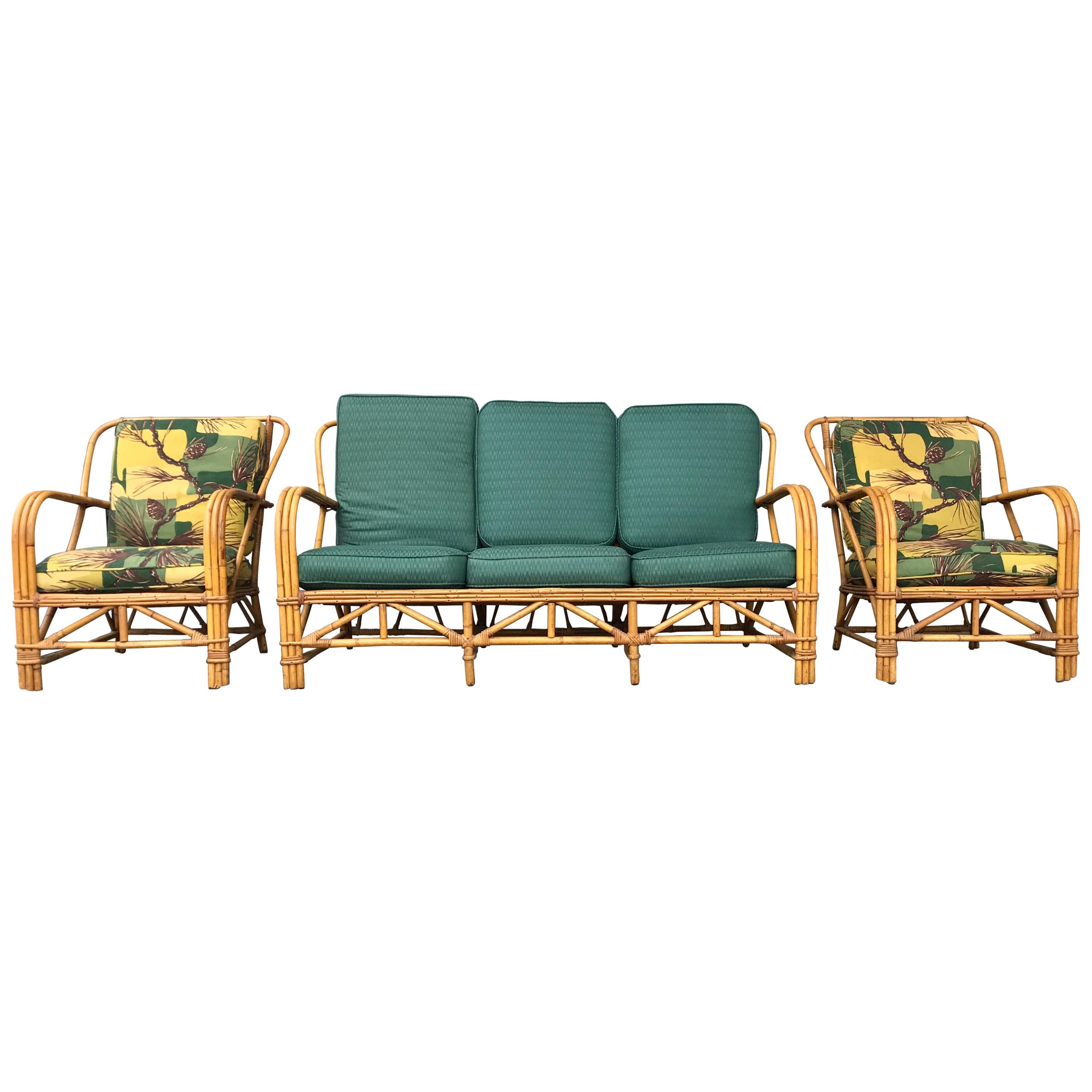 Three Piece Bamboo/ Rattan Living Room Suite Attribute to Ritts Tropitan
