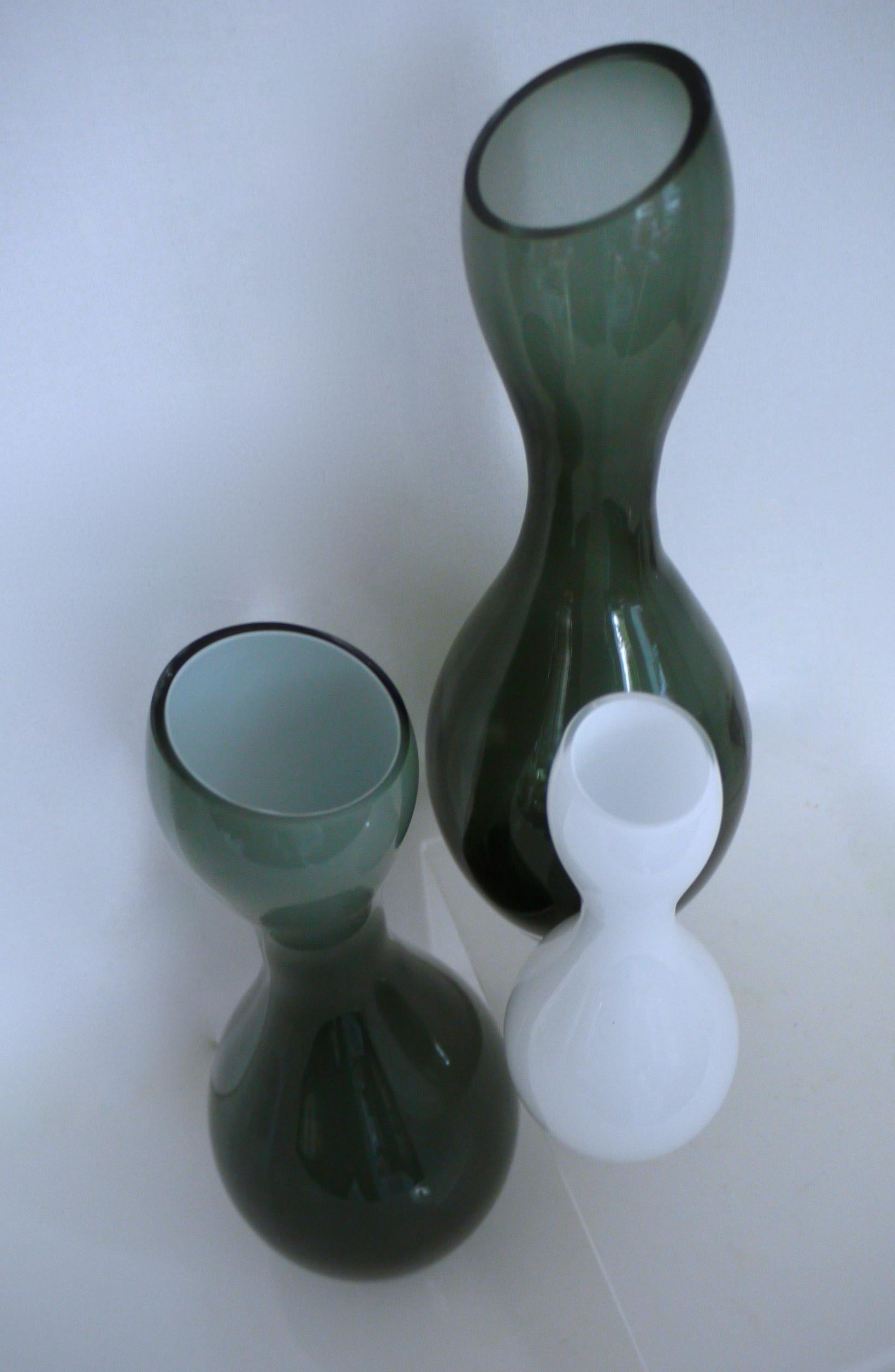 German Three-Piece Collection, Rosenthal Grey Cased Vase, Grey Smoke and White Cased For Sale