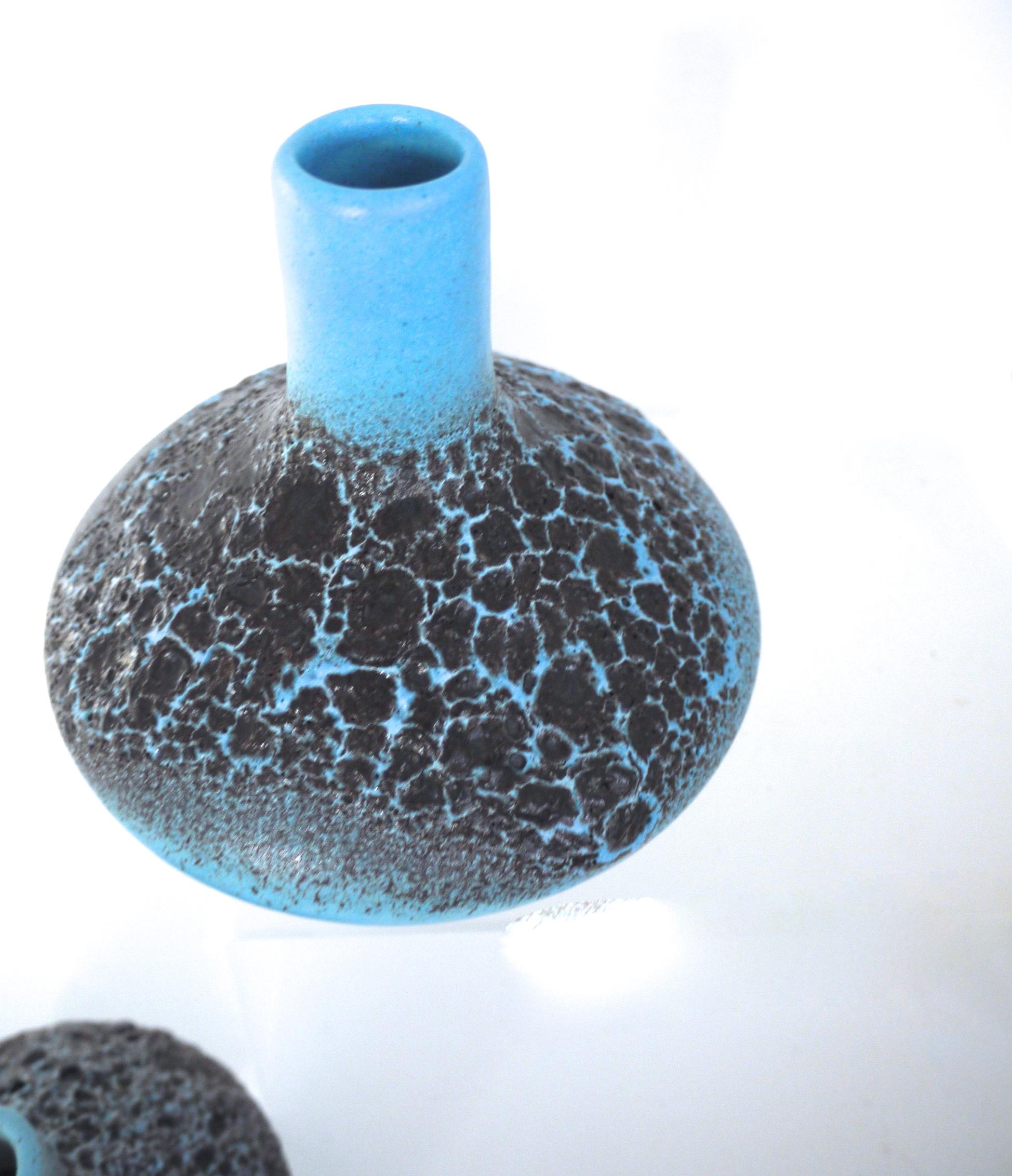 Space Age Three-Piece Collection UFOs by Otto Keramik Blistered Glaze 'Fat Lava' For Sale