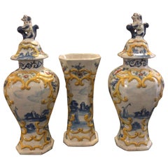 Three-Piece Delft Polychrome Garniture