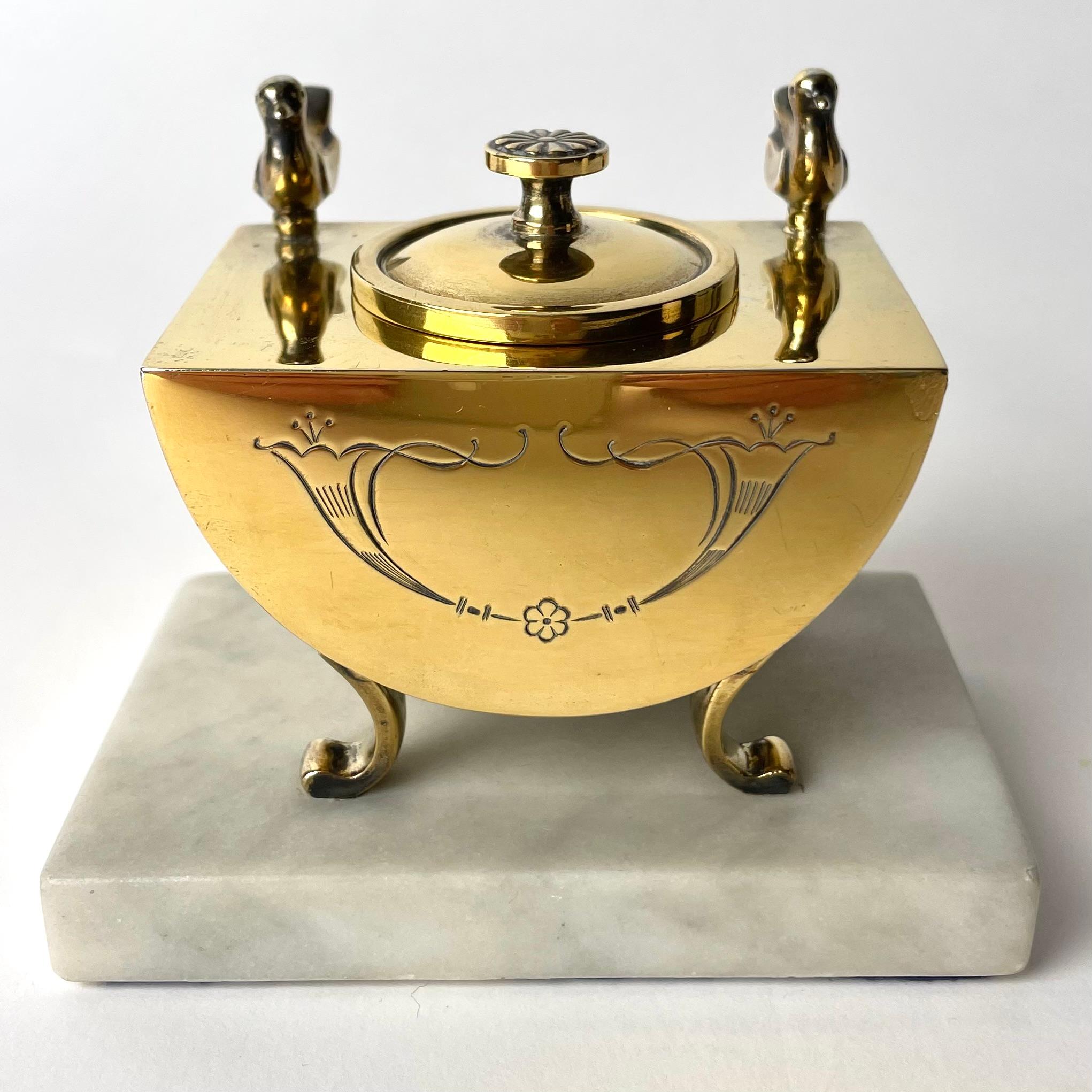 Gilt Three-piece Desk Set in gilded silver. Swedish Grace from CG Hallbergs from 1929 For Sale