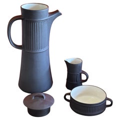 Three Piece Fluted Flamestone Coffee Set by Jens Quistgaard for Dansk