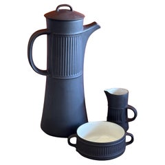 Three Piece Fluted Flamestone Coffee Set by Jens Quistgaard for Dansk
