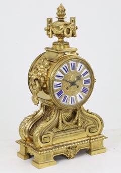 Three Piece French Gilt Bronze Clock Set