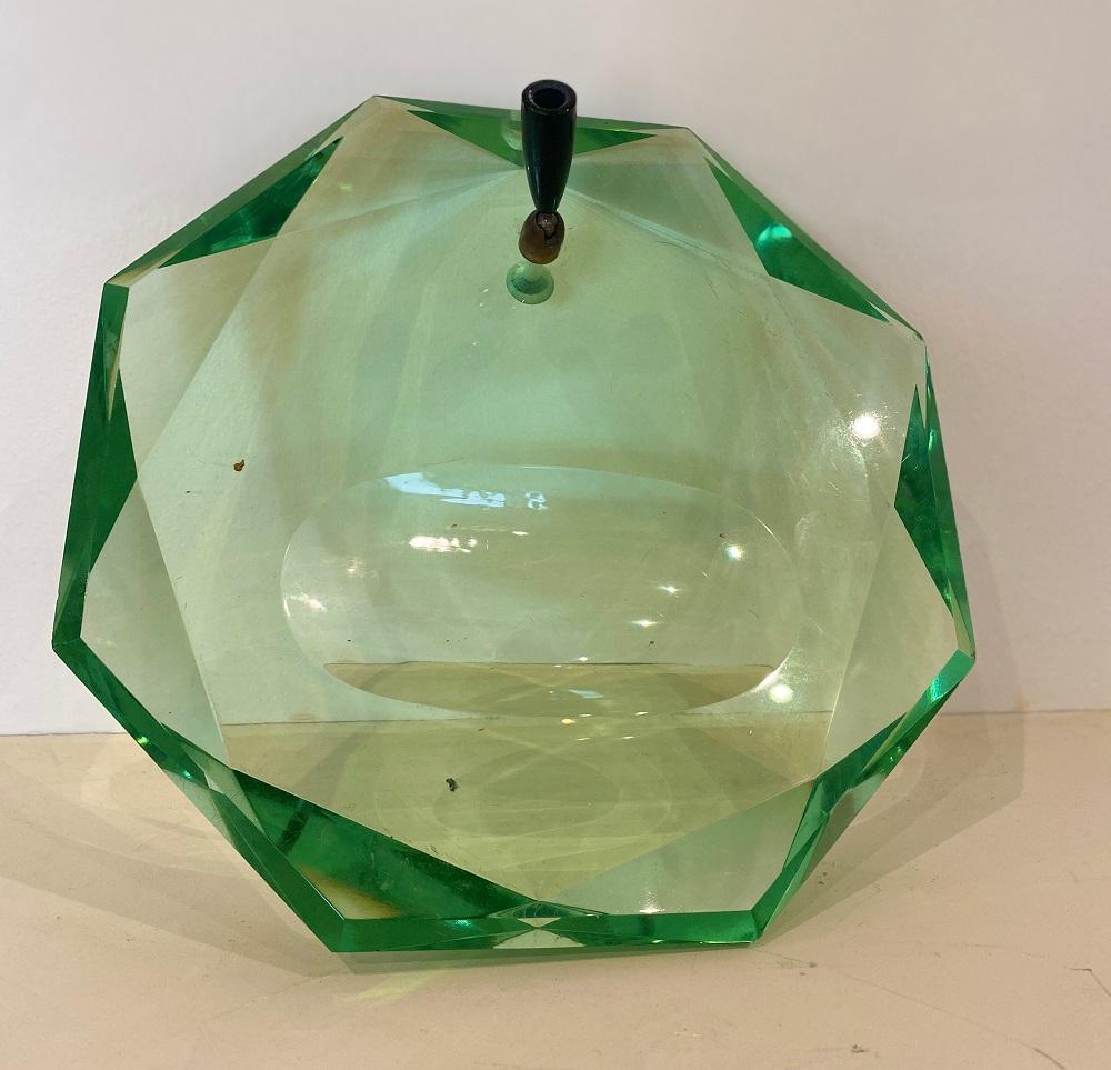 Three-Piece Green Art Glass Desk Set by Fontana Arte, 1950s For Sale 5