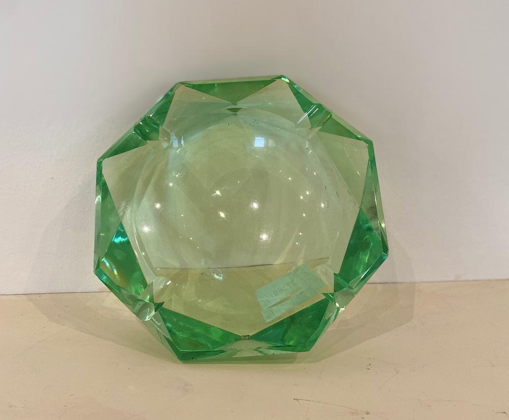 Three-Piece Green Art Glass Desk Set by Fontana Arte, 1950s For Sale 2
