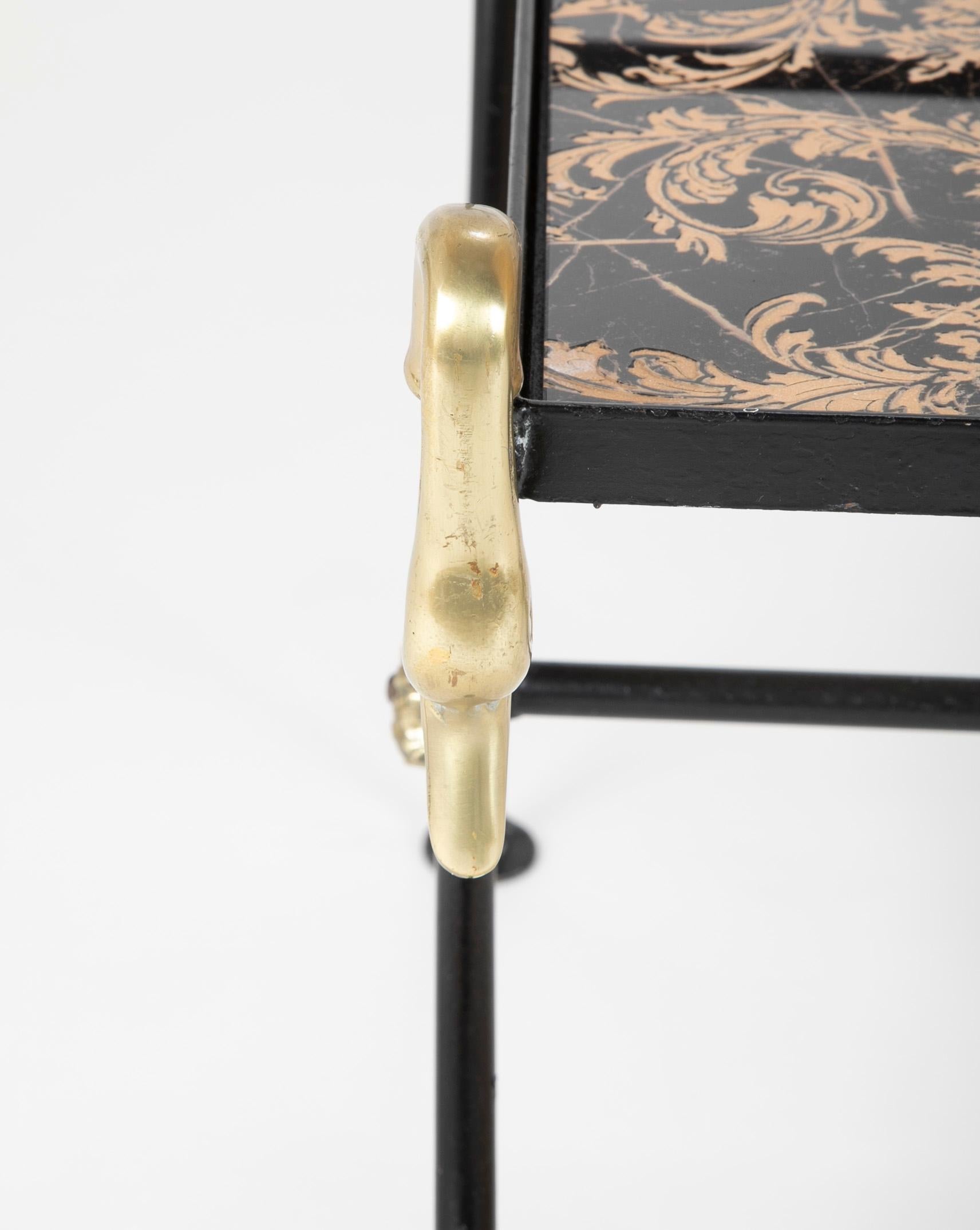 Table basse trois pièces en fer et laiton avec inserts Versace 3