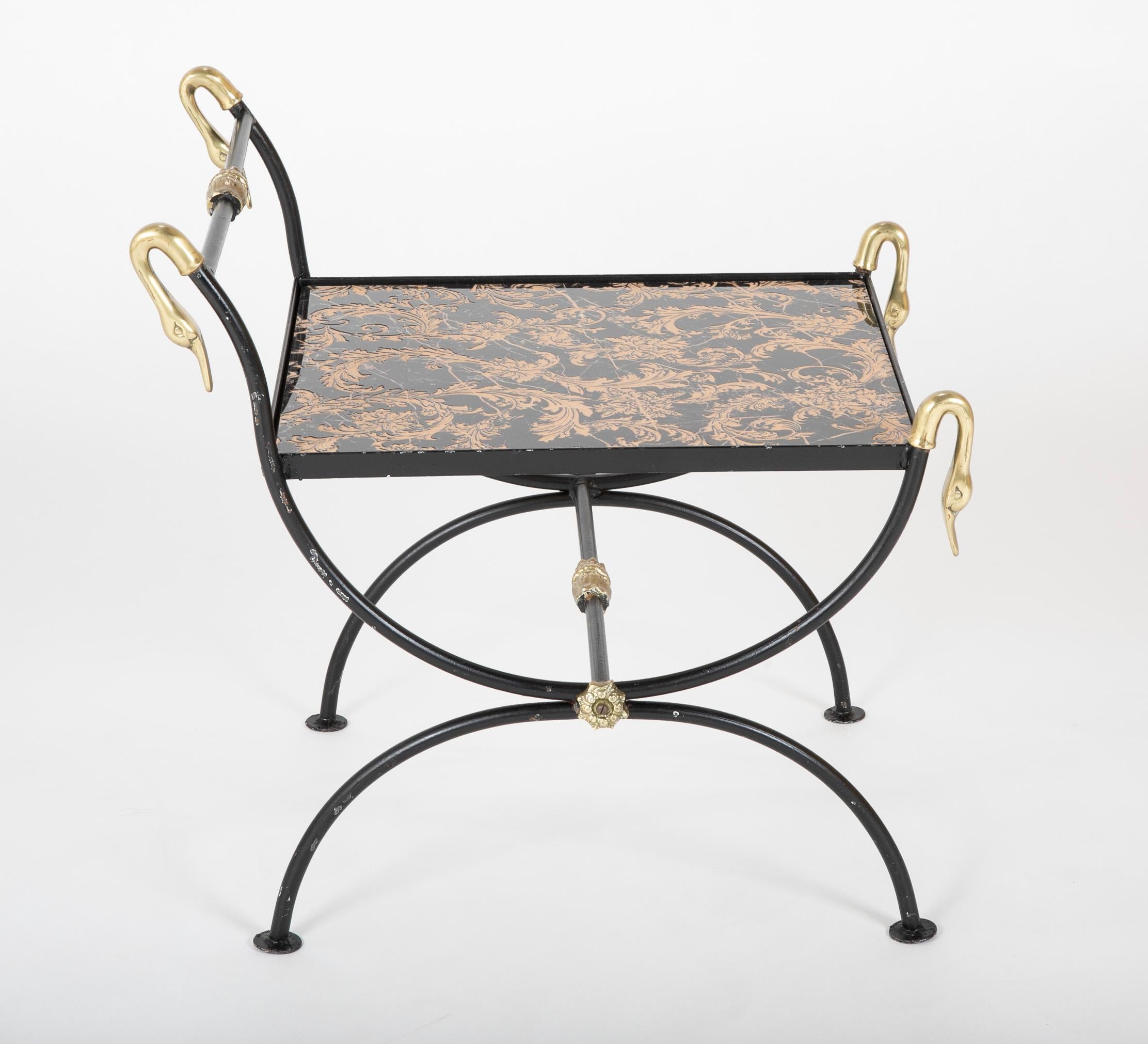 Three Piece Iron and Brass Coffee Table with Versace Insets 7