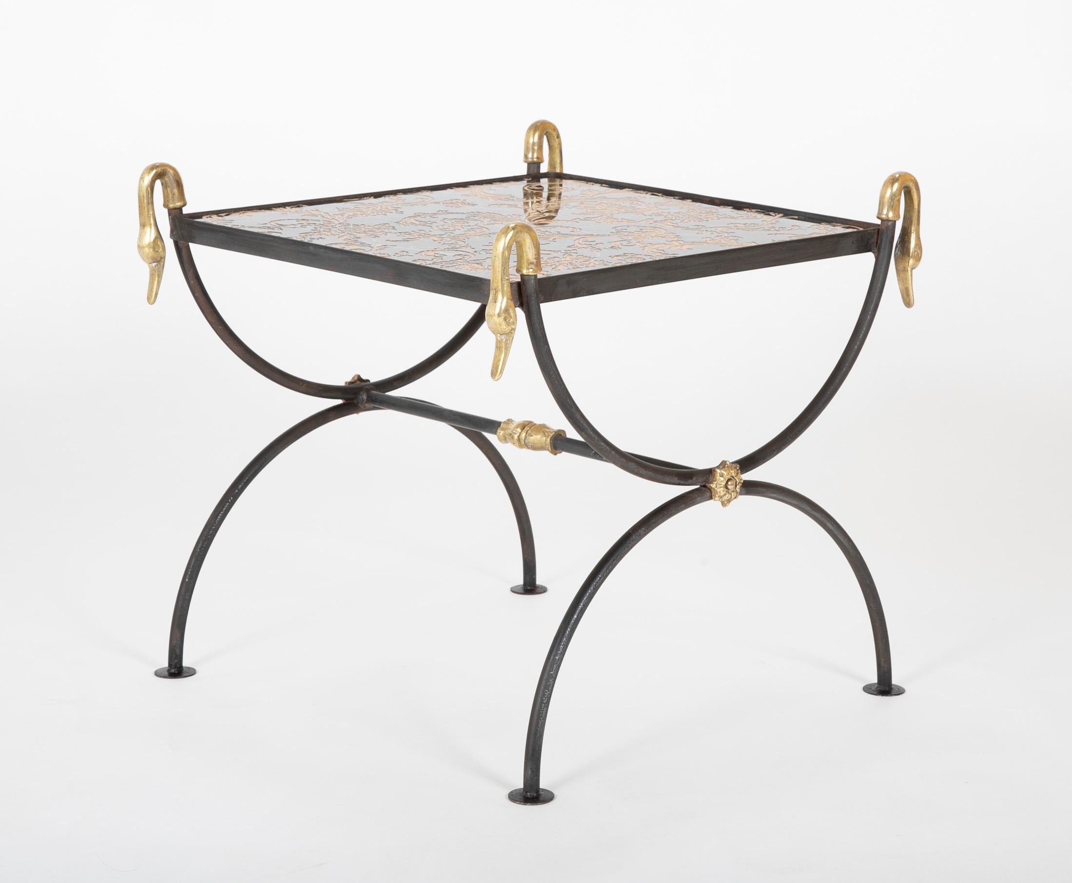 Three Piece Iron and Brass Coffee Table with Versace Insets 13