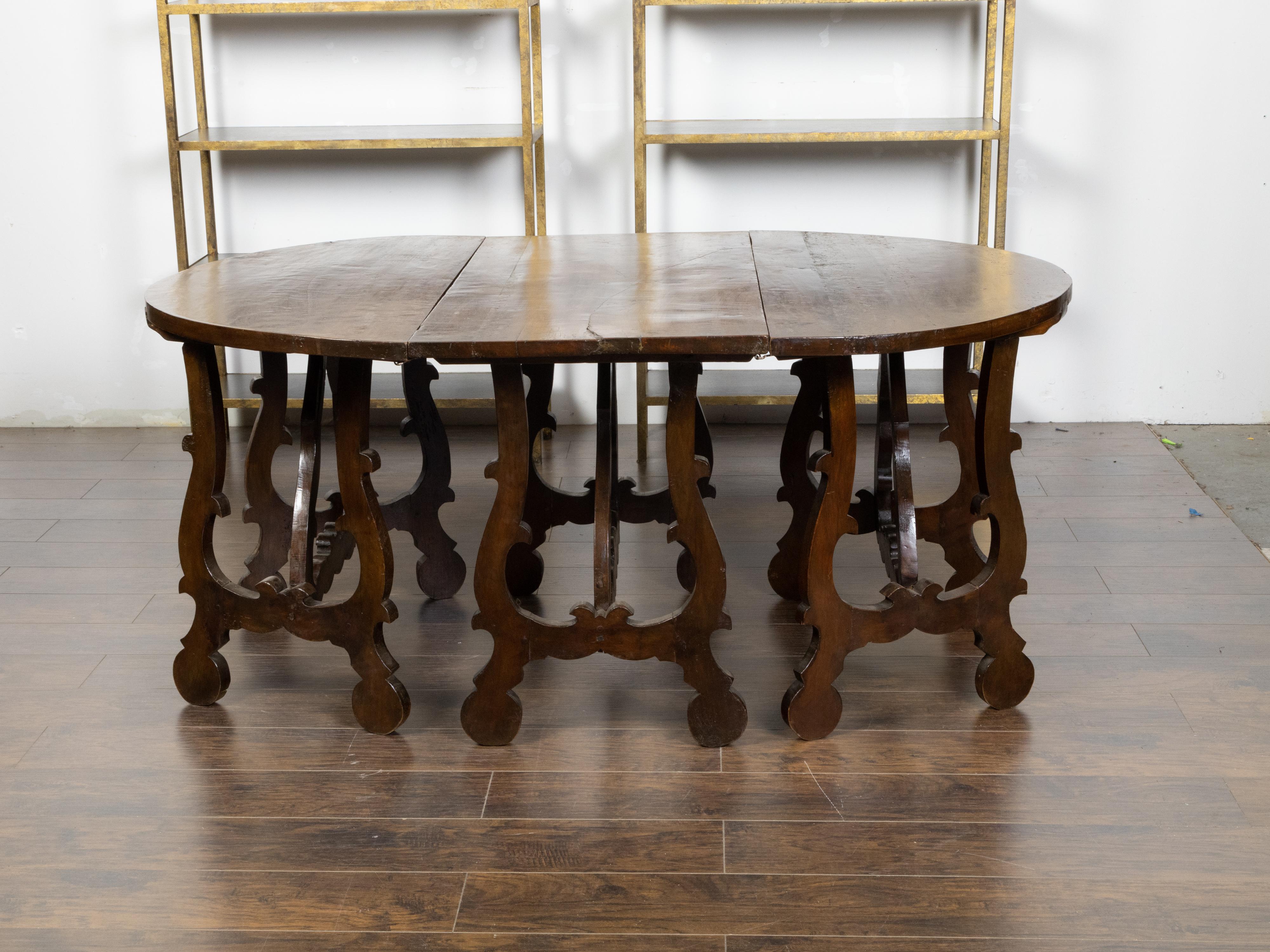 Three-Piece Italian Baroque Style Oval Top Table with Carved Lyre Shaped Legs In Good Condition For Sale In Atlanta, GA