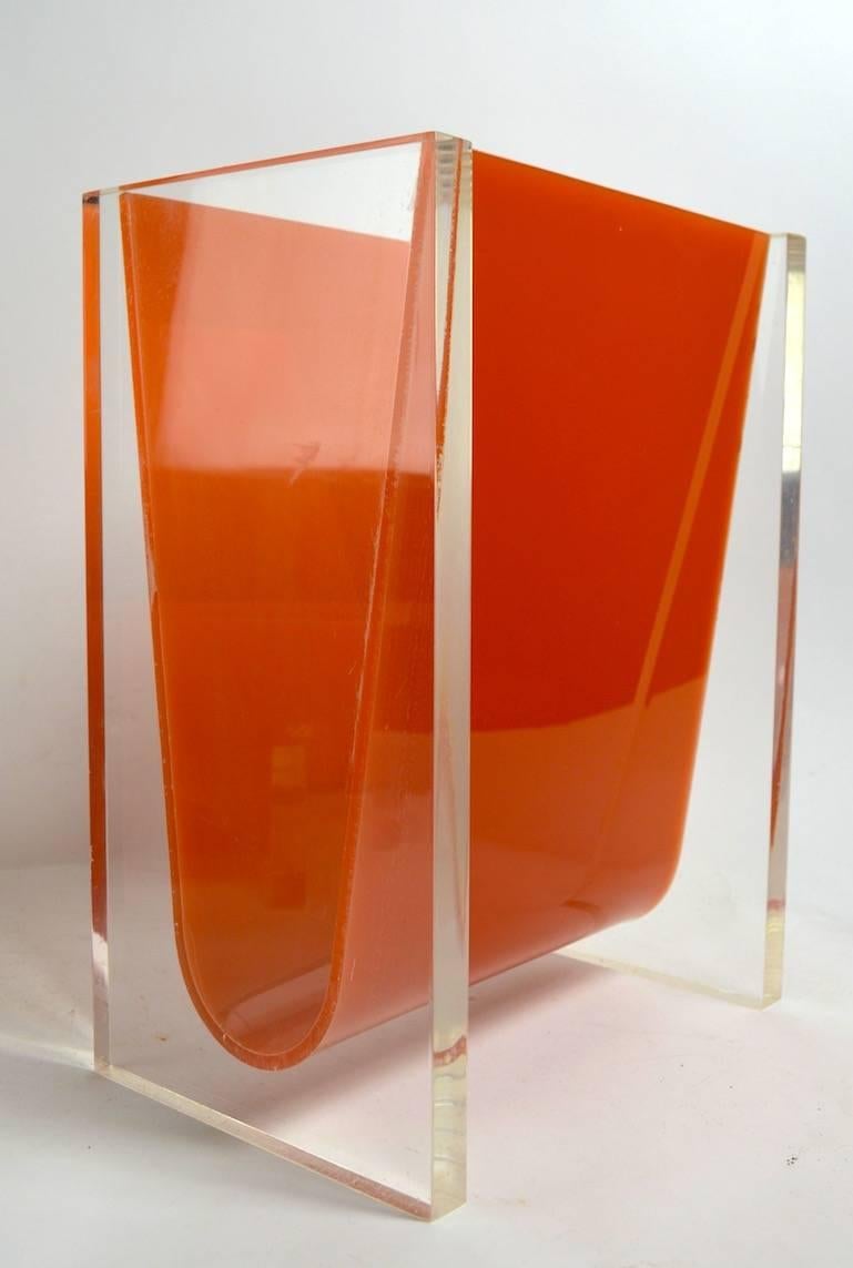 Three-Piece Lucite Boudoir Powder Room Wastebasket Soap Dish Towel Holder Set In Good Condition In New York, NY
