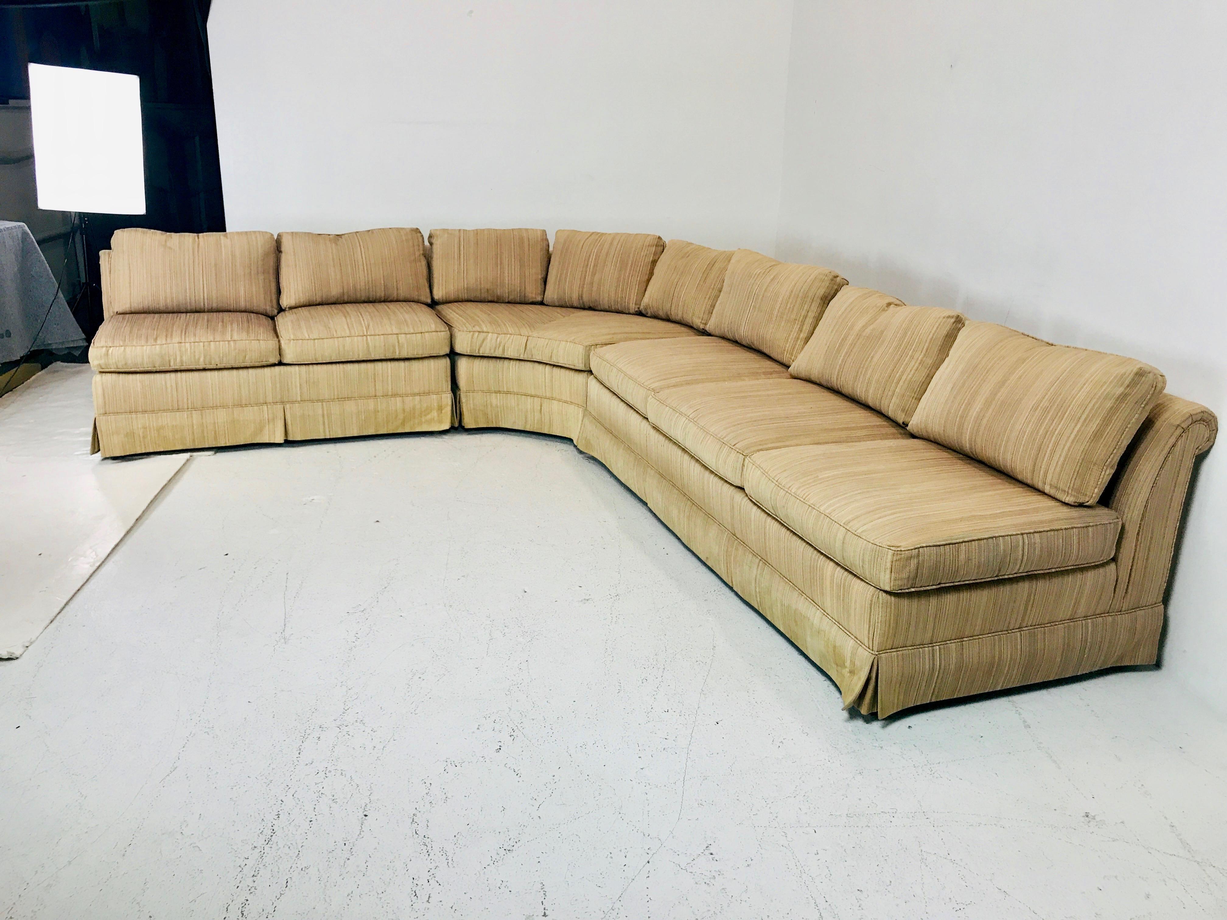 Three-Piece Midcentury Slipper Sofa by Baker 1