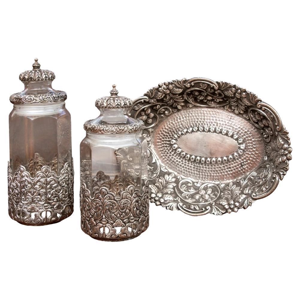 Three Piece Moorish Style Jar and Bowl Collection For Sale