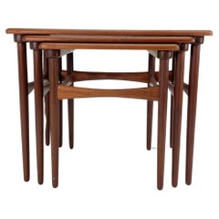Three Piece Nesting Side Tables in Teak and Afrormosia