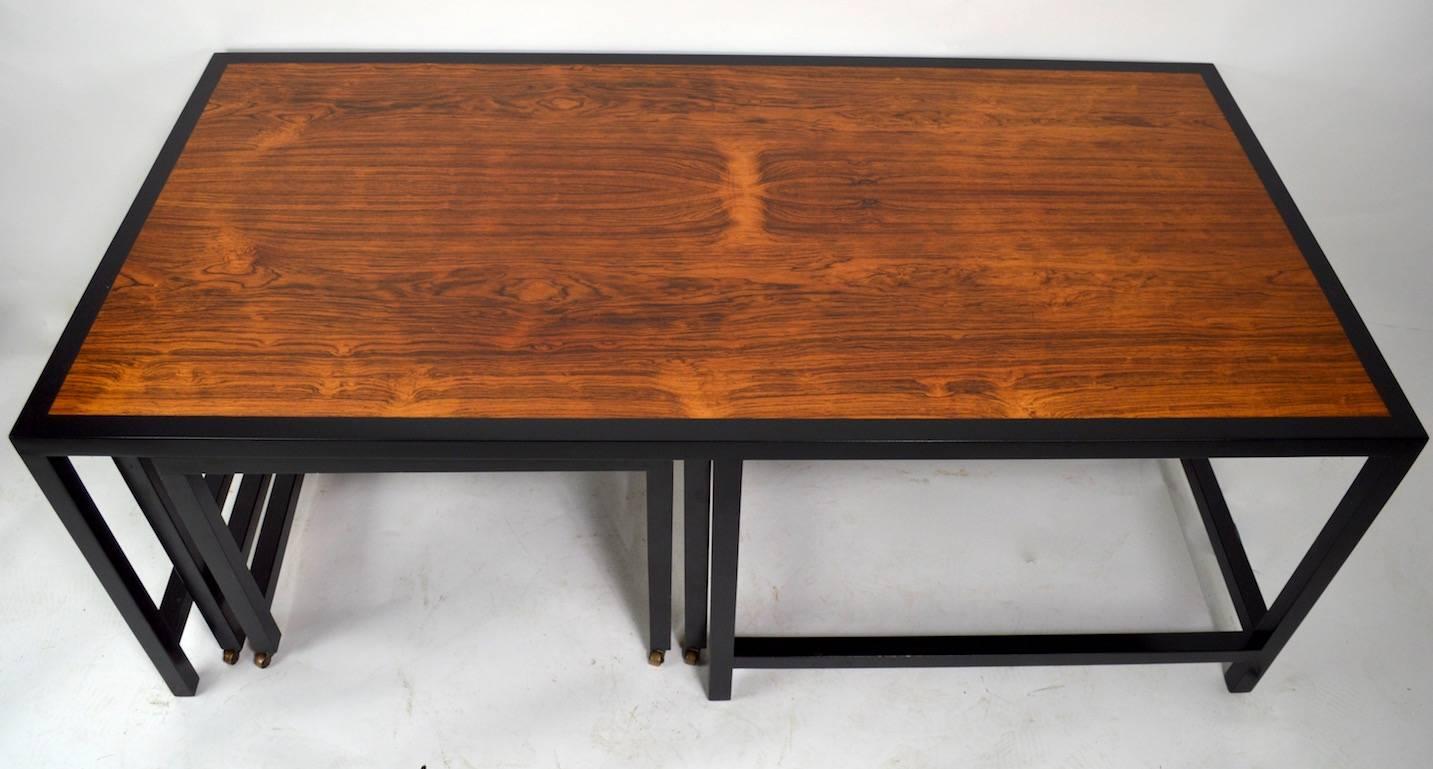 Three-Piece Nesting Tables Attributed to Harvey Probber Rosewood For Sale 4