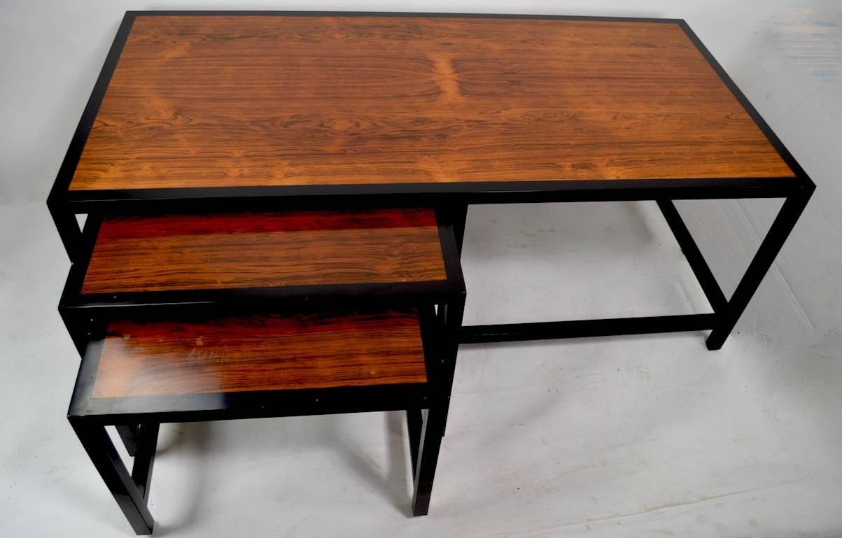 Three-Piece Nesting Tables Attributed to Harvey Probber Rosewood For Sale 1