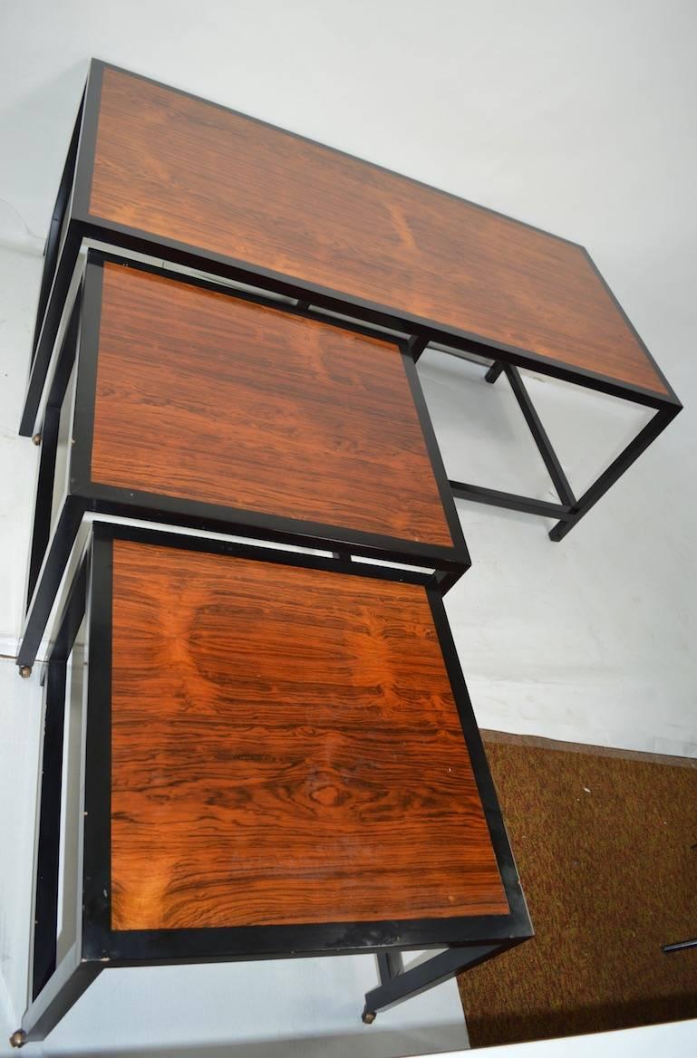 Three-Piece Nesting Tables Attributed to Harvey Probber Rosewood For Sale 2