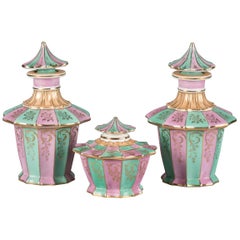 Three-Piece Paris Porcelain Vanity Set, circa 1900