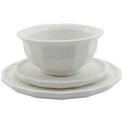 Three-Piece Place Setting for 8 Matte White Dinnerware Setting Modern Porcelain