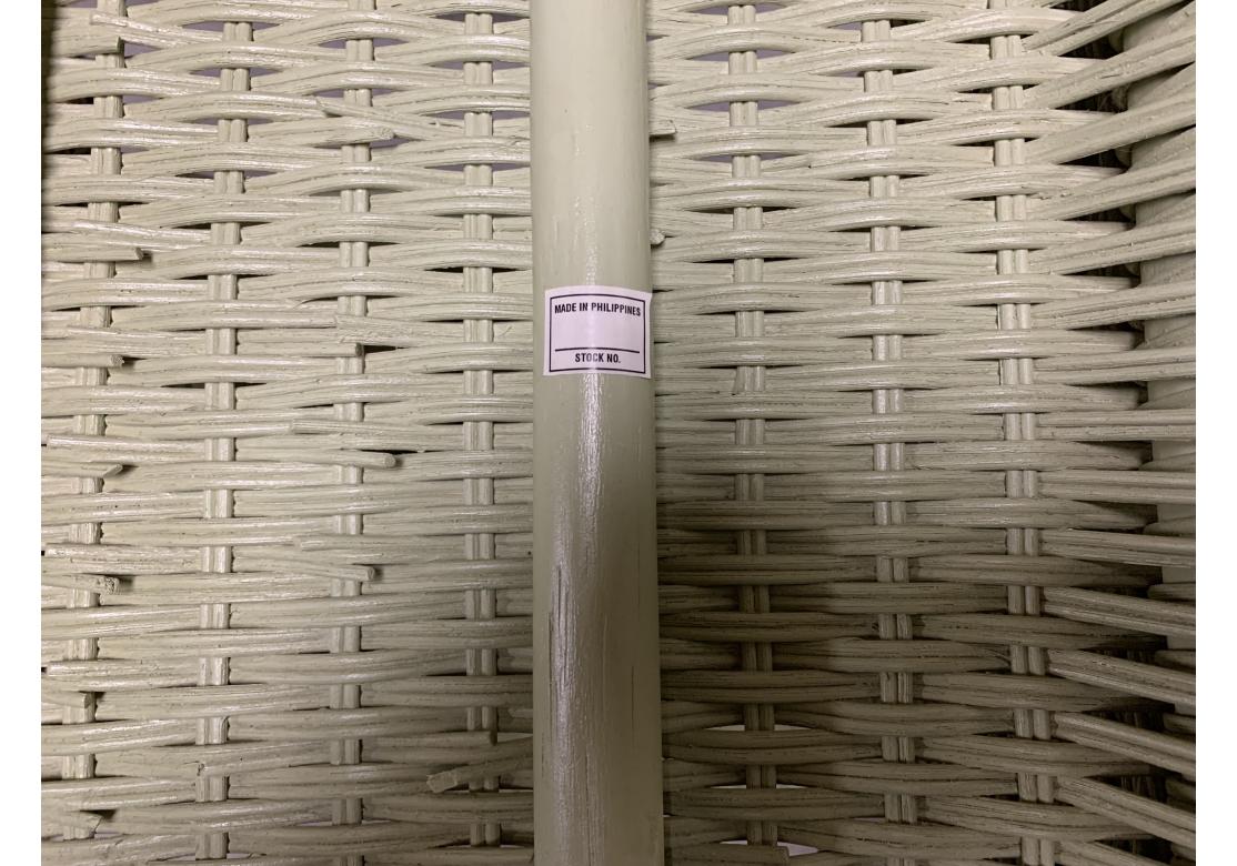 Three Piece Porch Set In Sage Green Wicker Side Table & Two Chairs For Sale 13