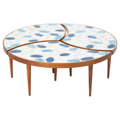 Three-Piece Round Coffee Table with Ceramic Tile Top