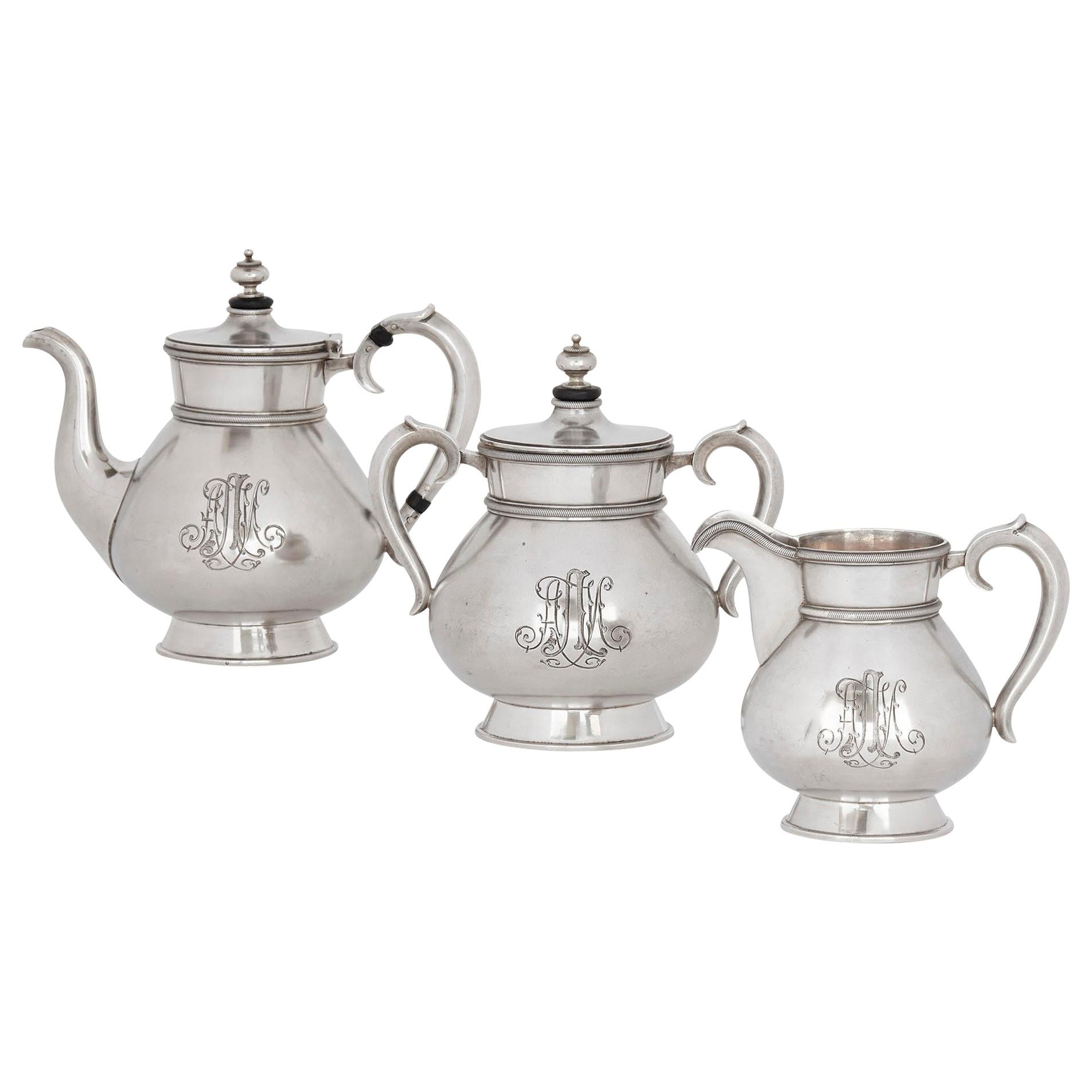 Three-Piece Russian Silver Tea Set