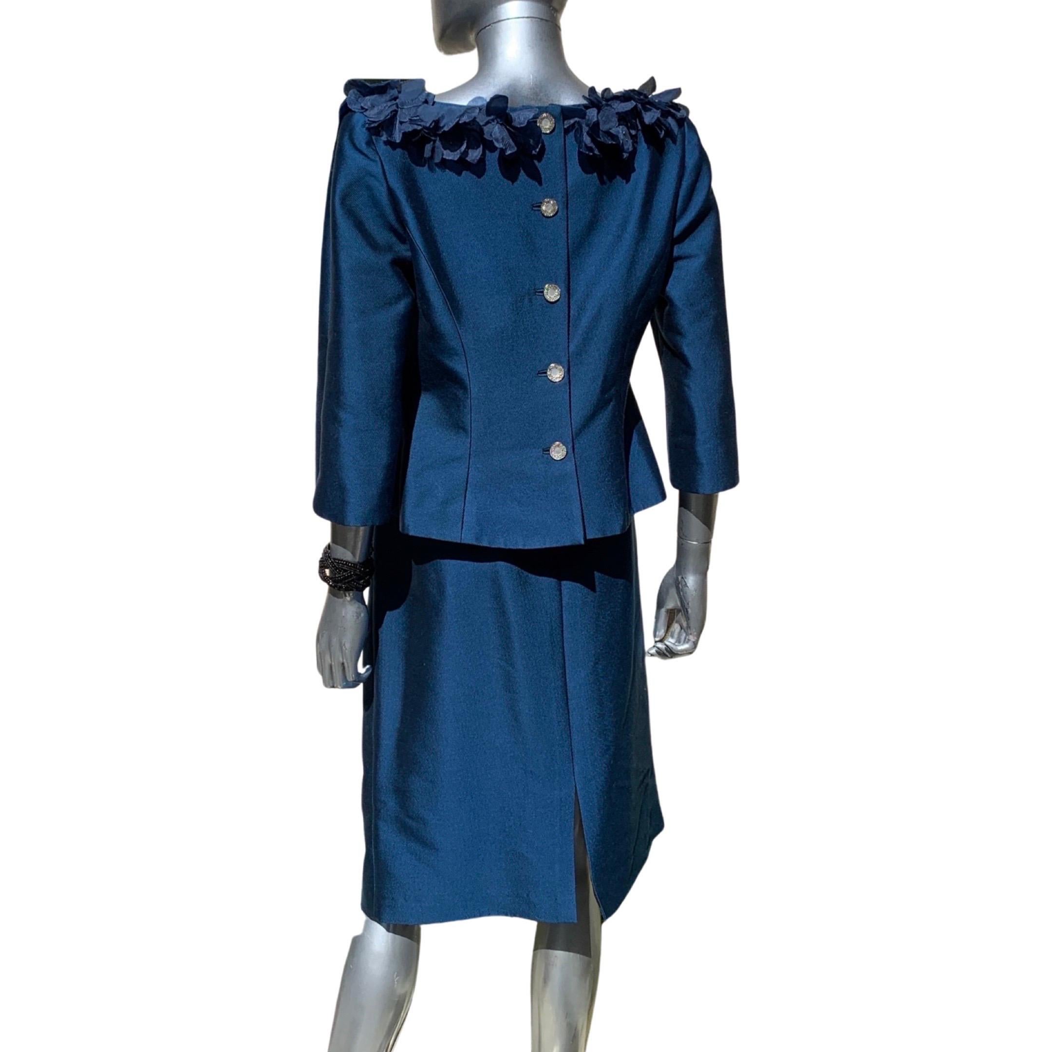 Three Piece Saphire Blue Couture Evening Ensemble by Lily Samii SF Size 8 For Sale 7