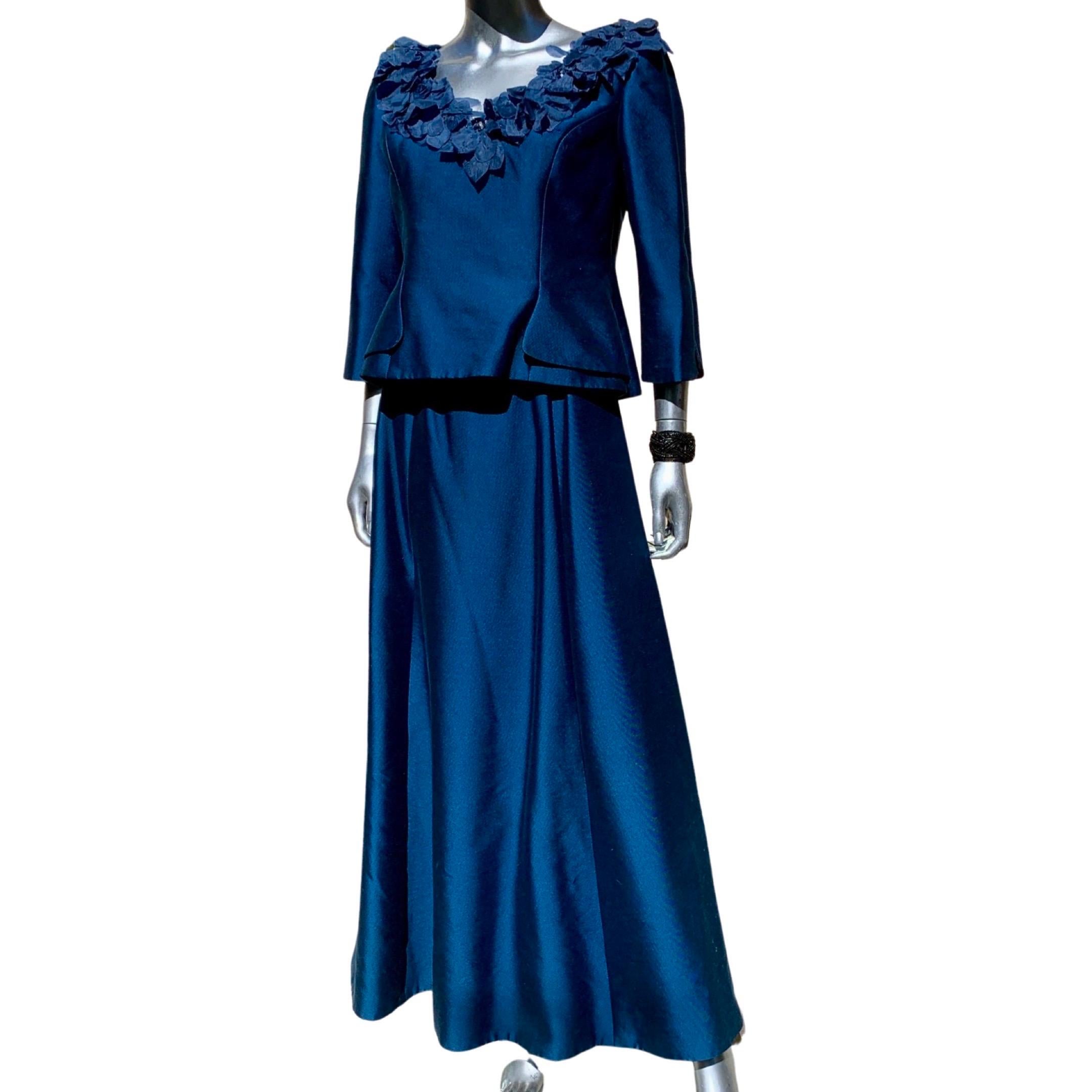 Three Piece Saphire Blue Couture Evening Ensemble by Lily Samii SF Size 8 For Sale 9