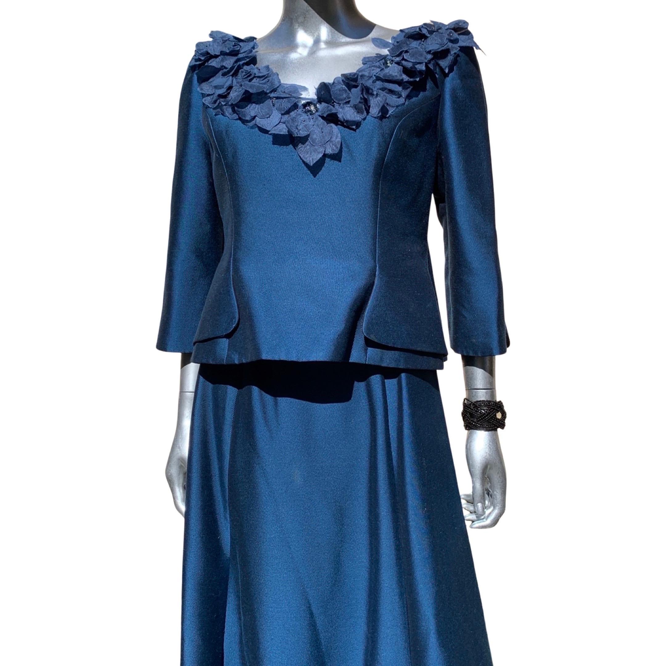 Three Piece Saphire Blue Couture Evening Ensemble by Lily Samii SF Size 8 For Sale 10