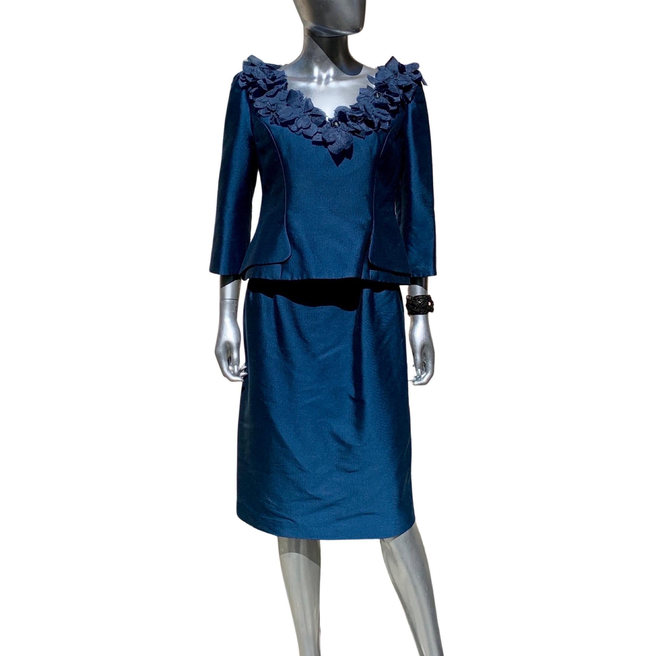 Three Piece Saphire Blue Couture Evening Ensemble by Lily Samii SF Size 8 In Good Condition For Sale In Palm Springs, CA