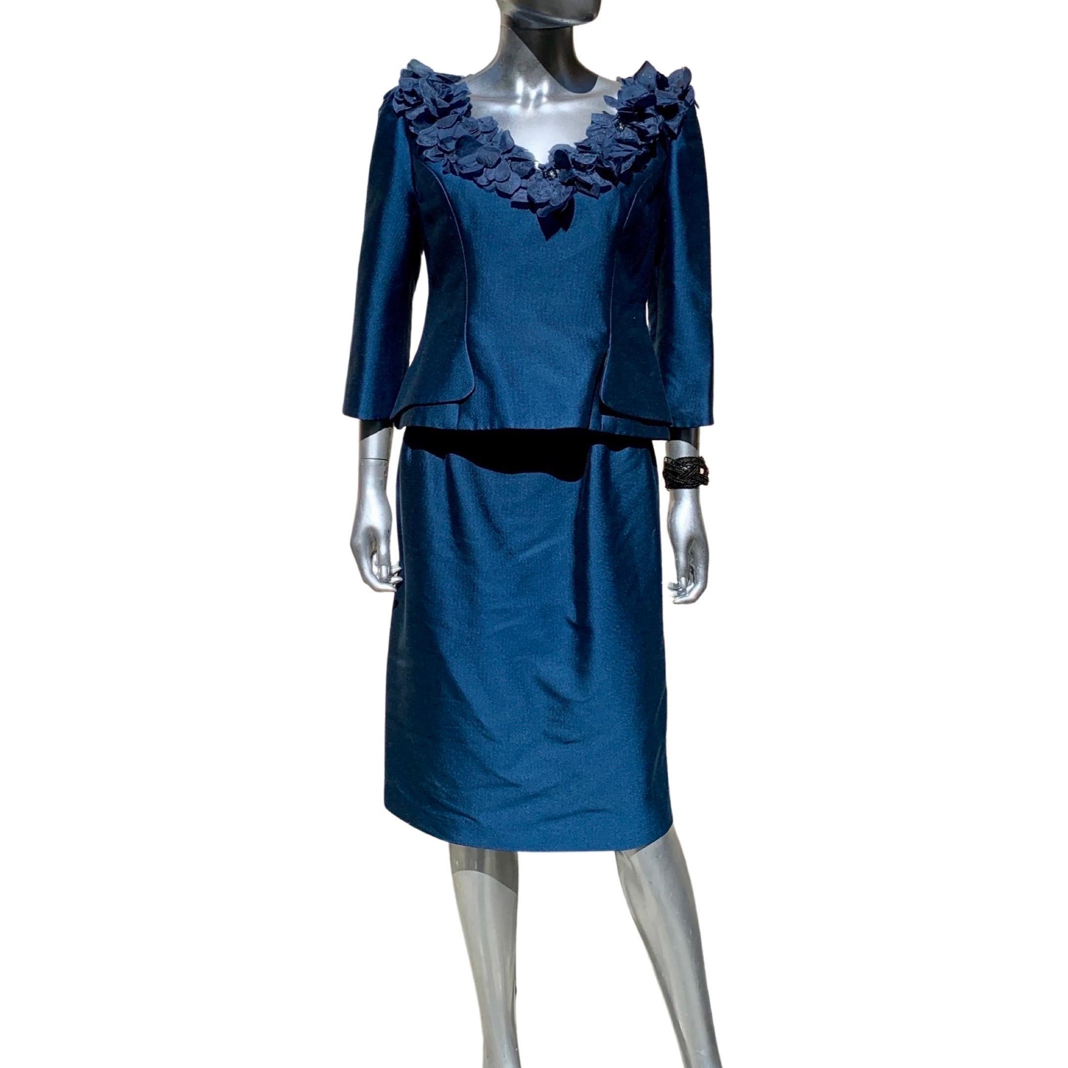 Three Piece Saphire Blue Couture Evening Ensemble by Lily Samii SF Size 8 For Sale 1