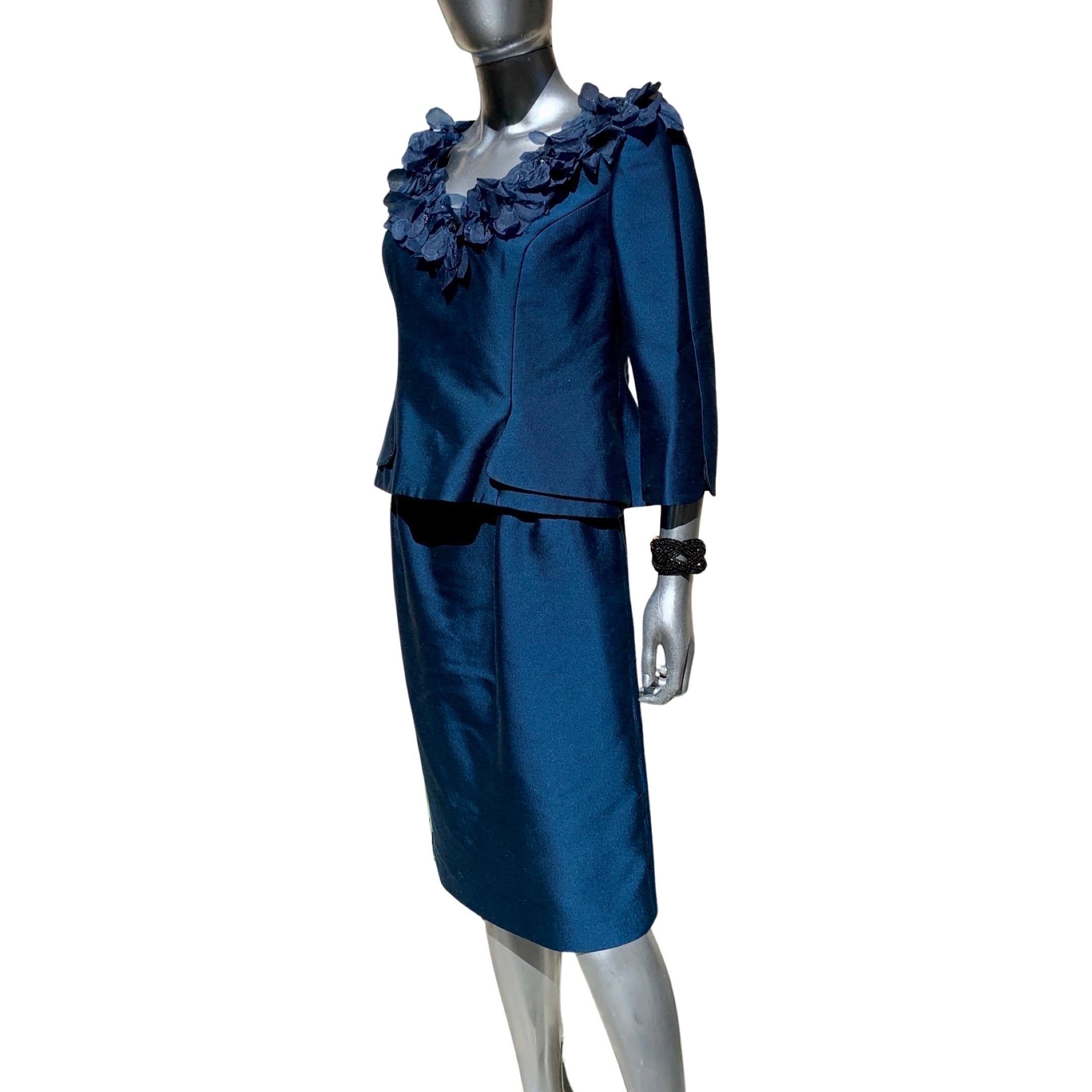 Three Piece Saphire Blue Couture Evening Ensemble by Lily Samii SF Size 8 For Sale 3