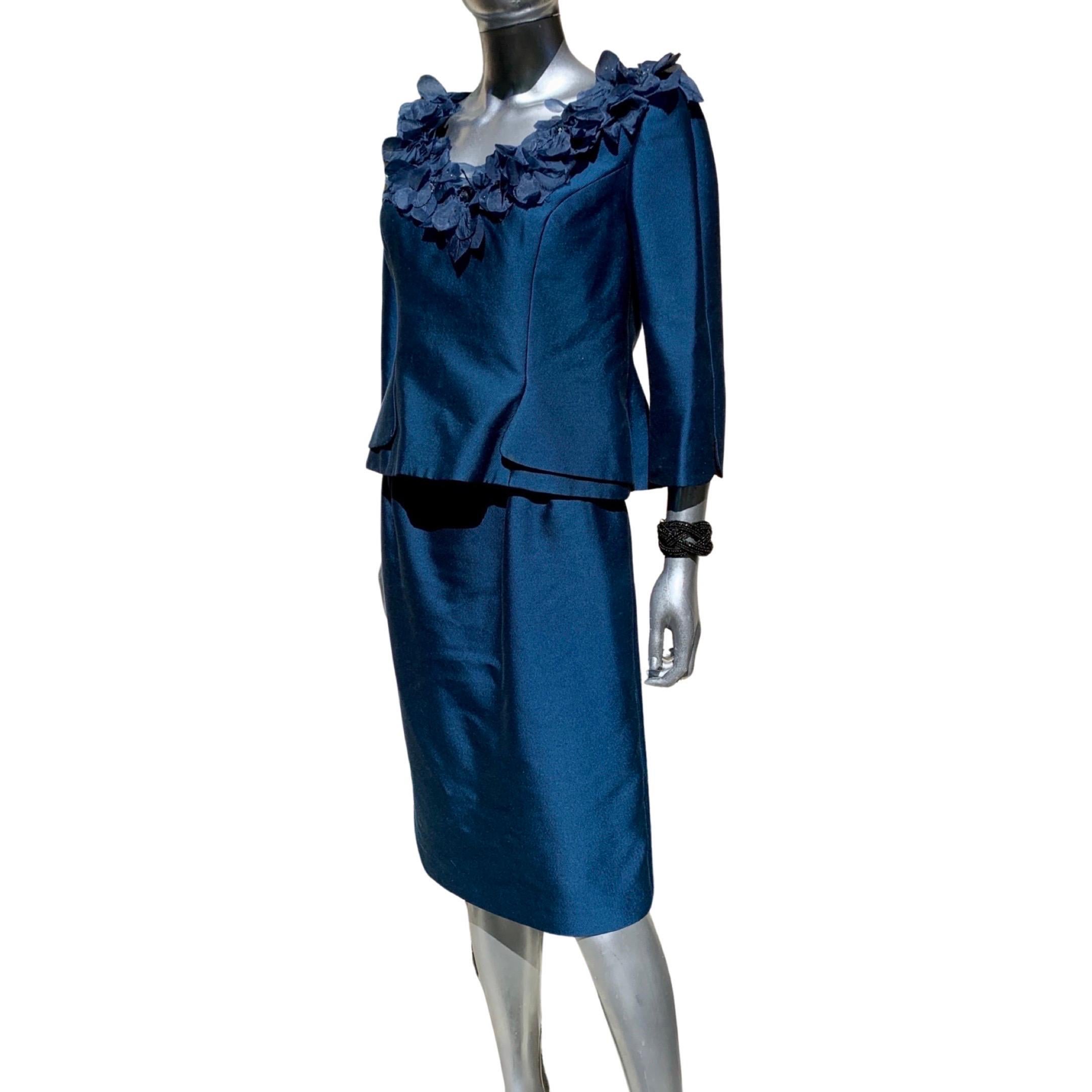 Conjunto de noche de tres piezas azul zafiro de Lily Samii SF Talla 8 en venta 4