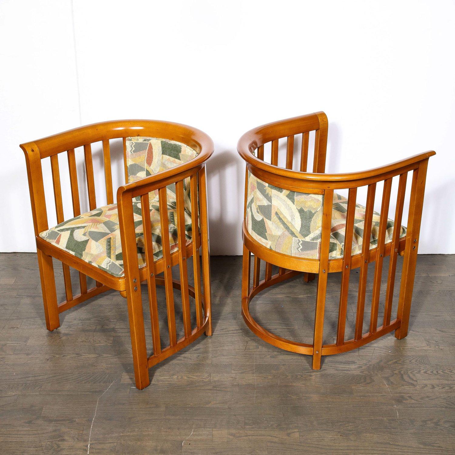 Three Piece Set by Josef Hoffmann w/ Beech Frame & Clarence House Fabric  For Sale 7