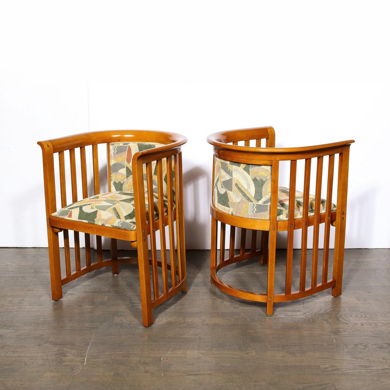 Three Piece Set by Josef Hoffmann w/ Beech Frame & Clarence House Fabric  For Sale 8