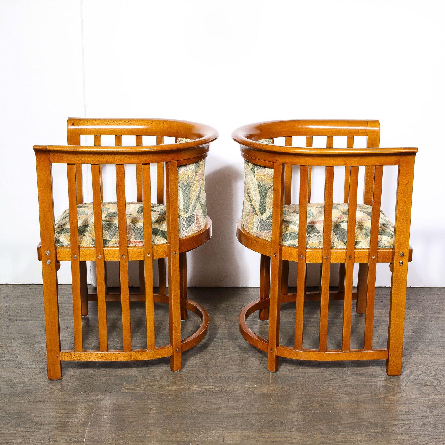 Three Piece Set by Josef Hoffmann w/ Beech Frame & Clarence House Fabric  For Sale 9