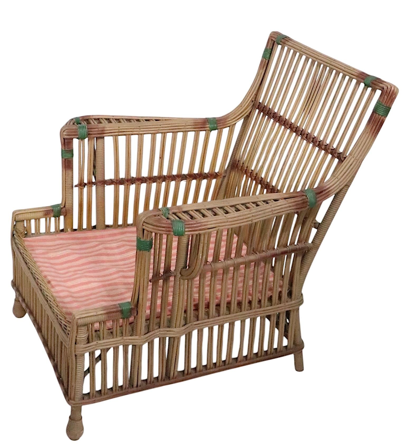 Ensemble de trois pièces de canapés Art Déco en osier fendu et deux chaises longues en vente 5